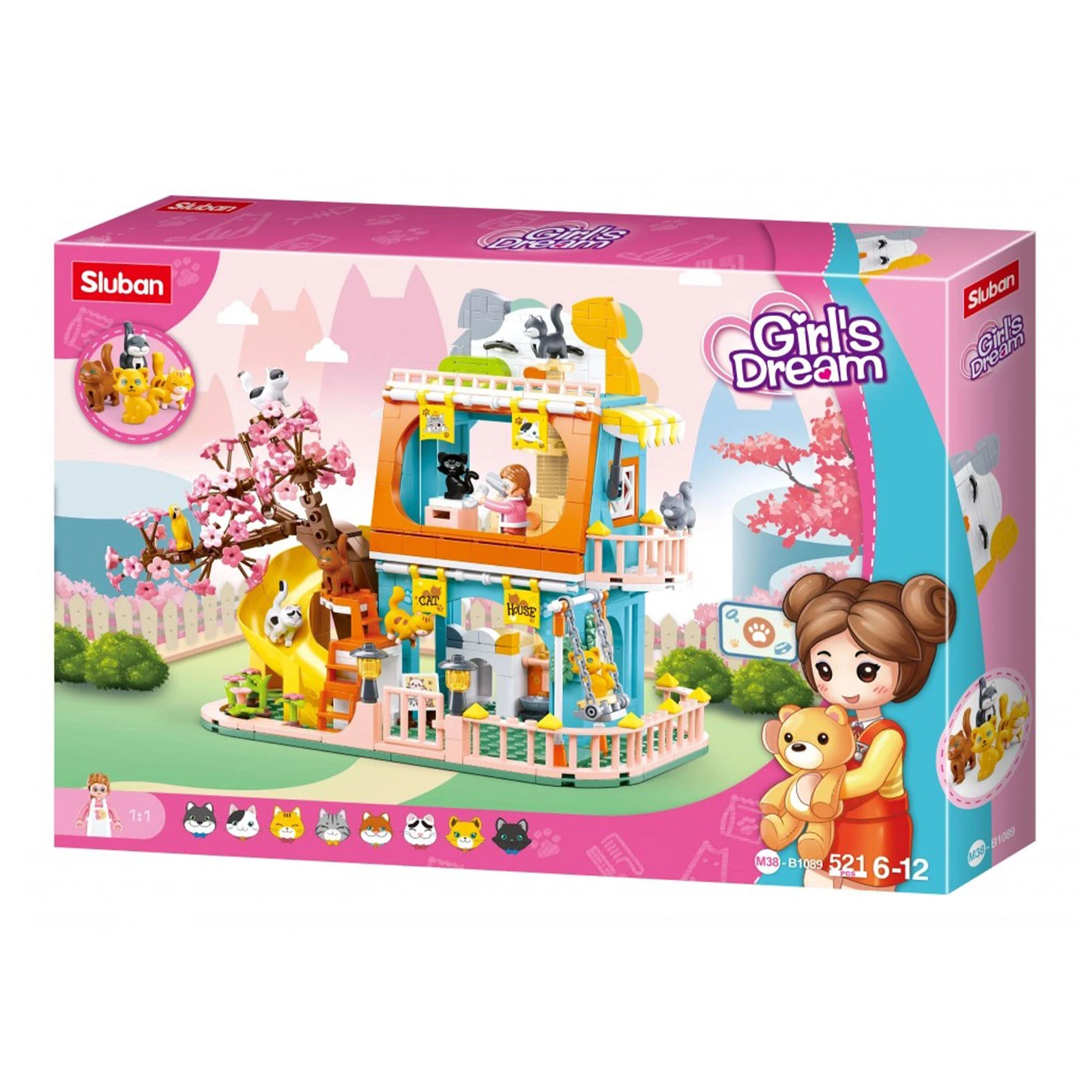 Конструктор Sluban Girl`s Dream Будинок для котів 521дет. M38-B1089 Фото №:1