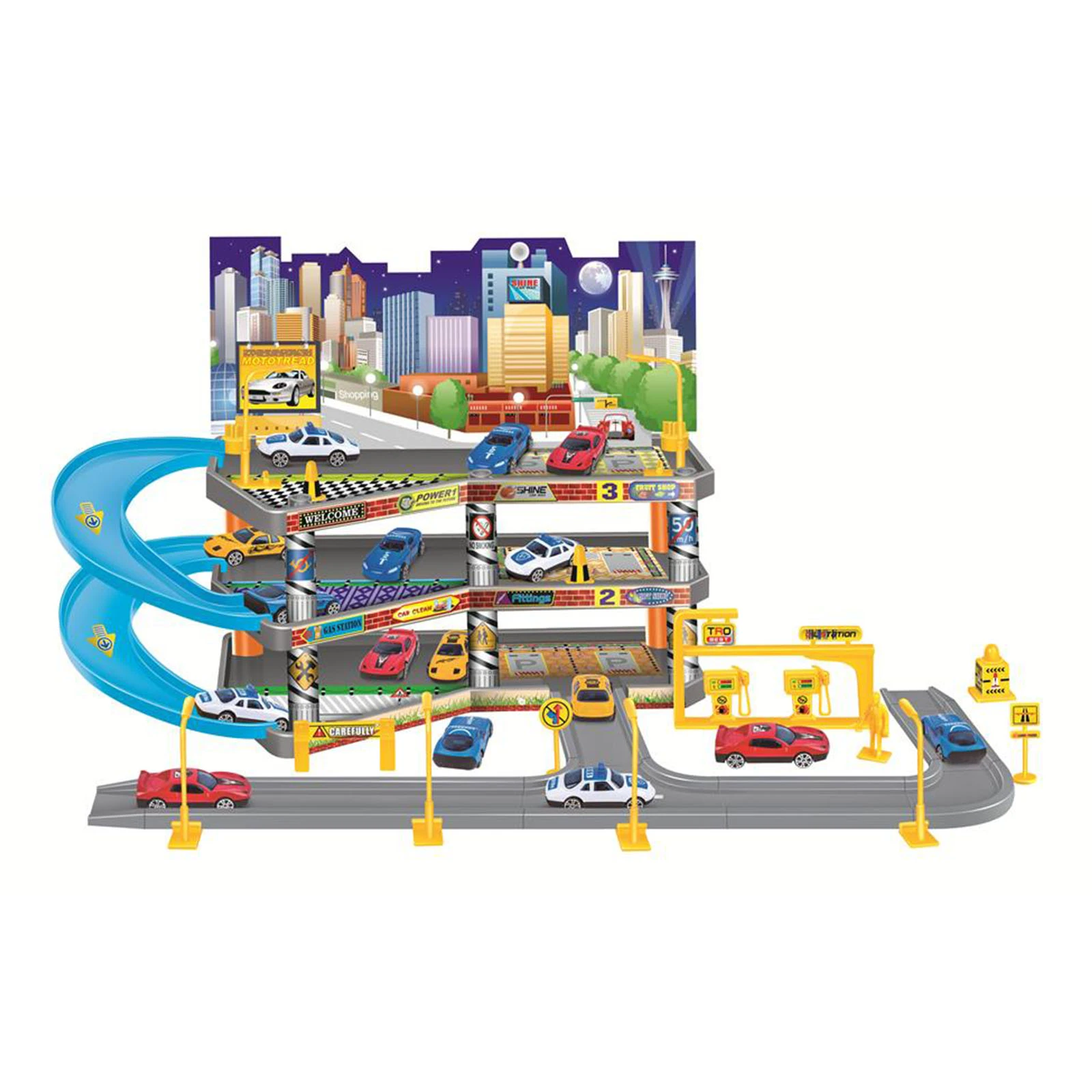 Набір ігровий Guang Wei Playset Garage паркінг з 4 машинками Фото №:1
