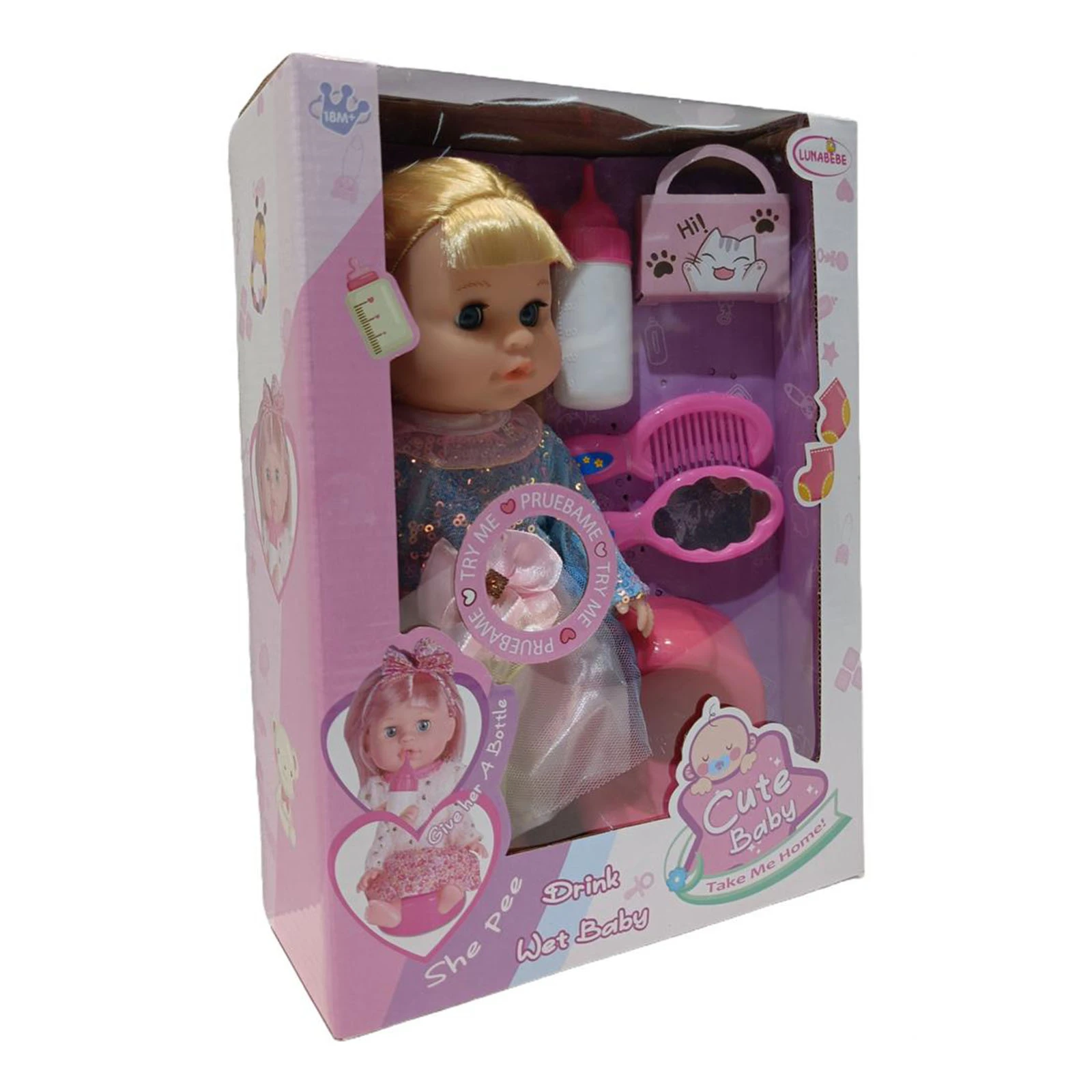 Лялька-пупс Lunabebe інтерактивна з волоссям та аксесуарами зі звуковими та функціональними ефектами 30см Фото №:1