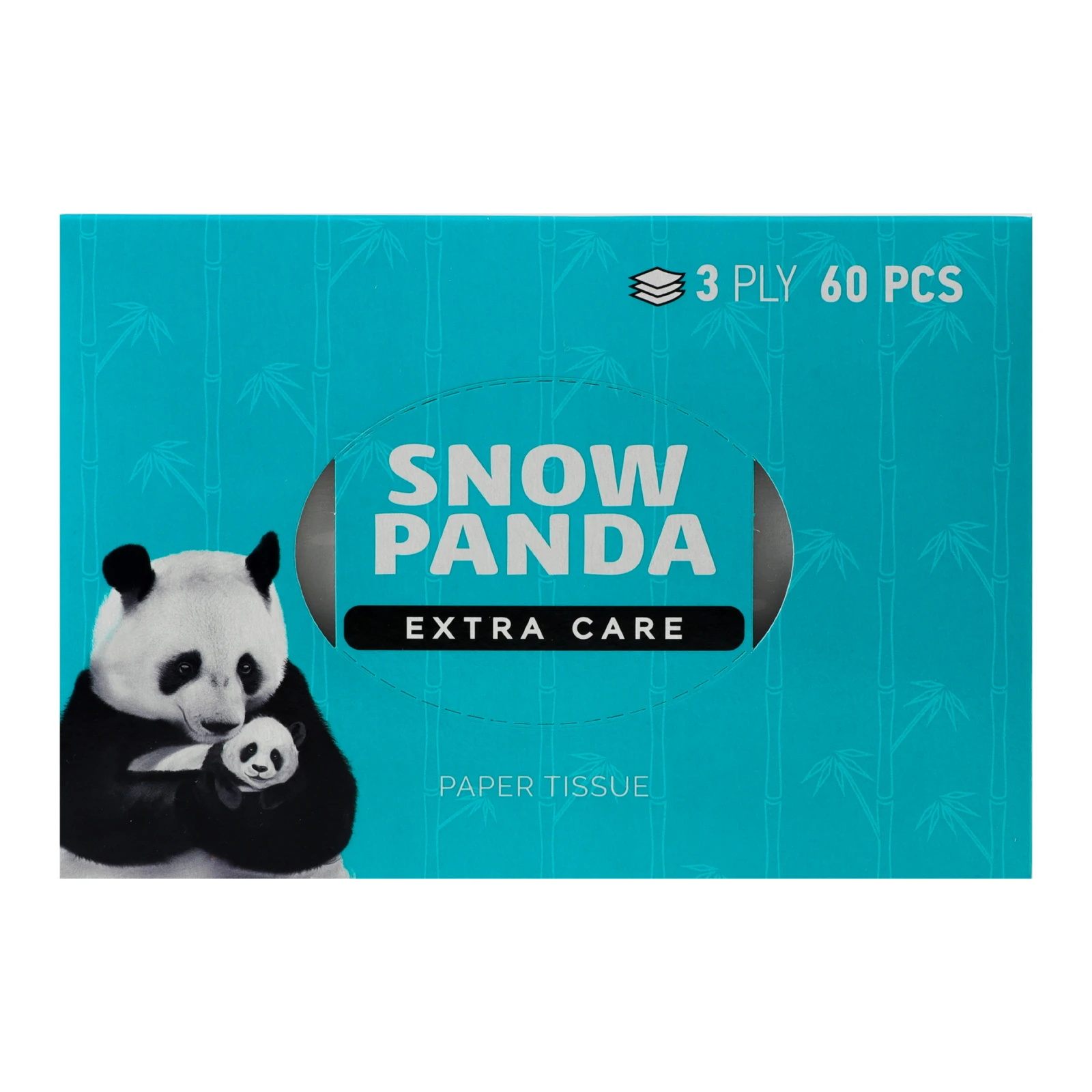 Серветки паперові Snow Panda Extra Care 3-х шарові 160*190мм 60шт Фото навігації №:1