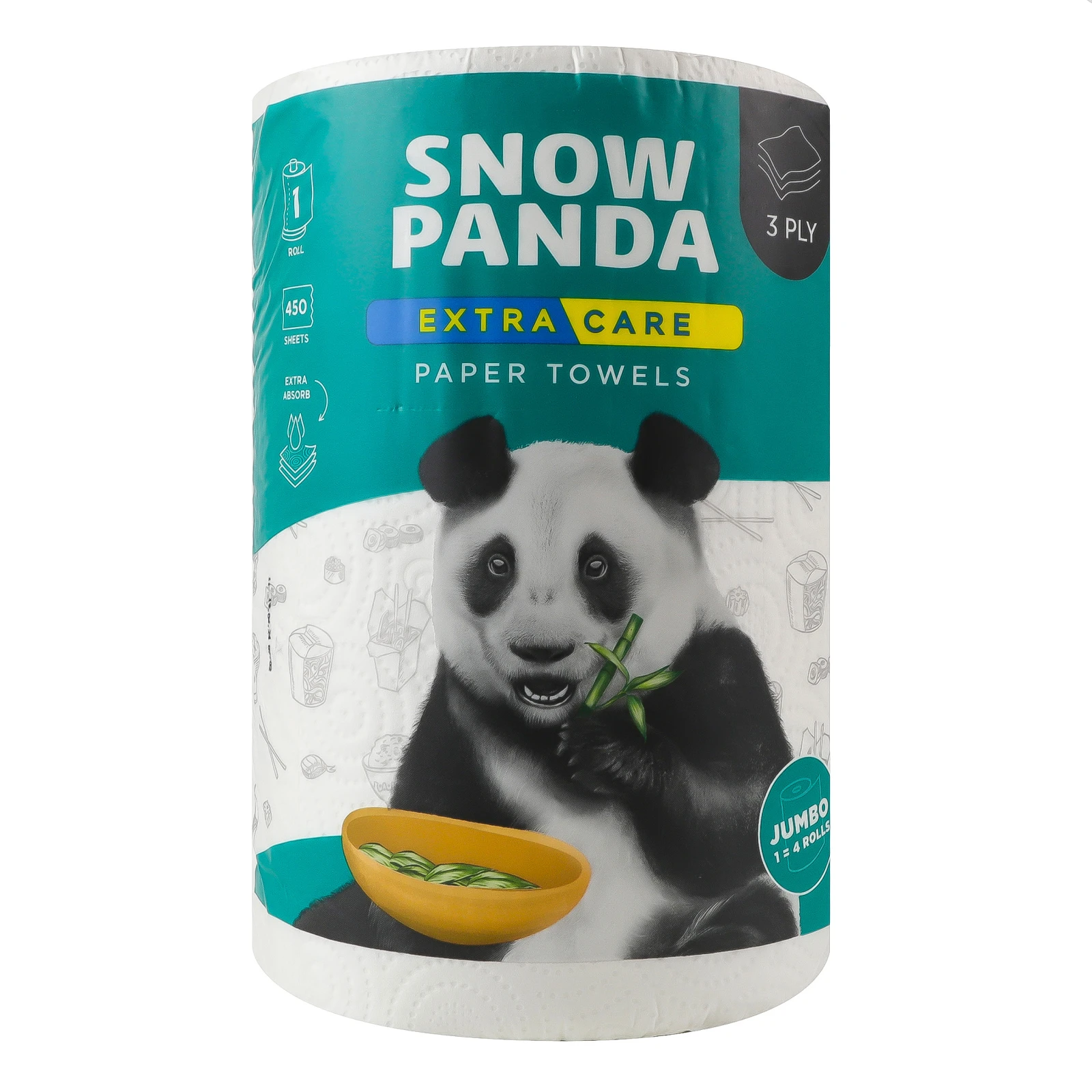 Рушники паперові Сніжна Панда Extra Care 3-х шарові 450 листів Фото №:1