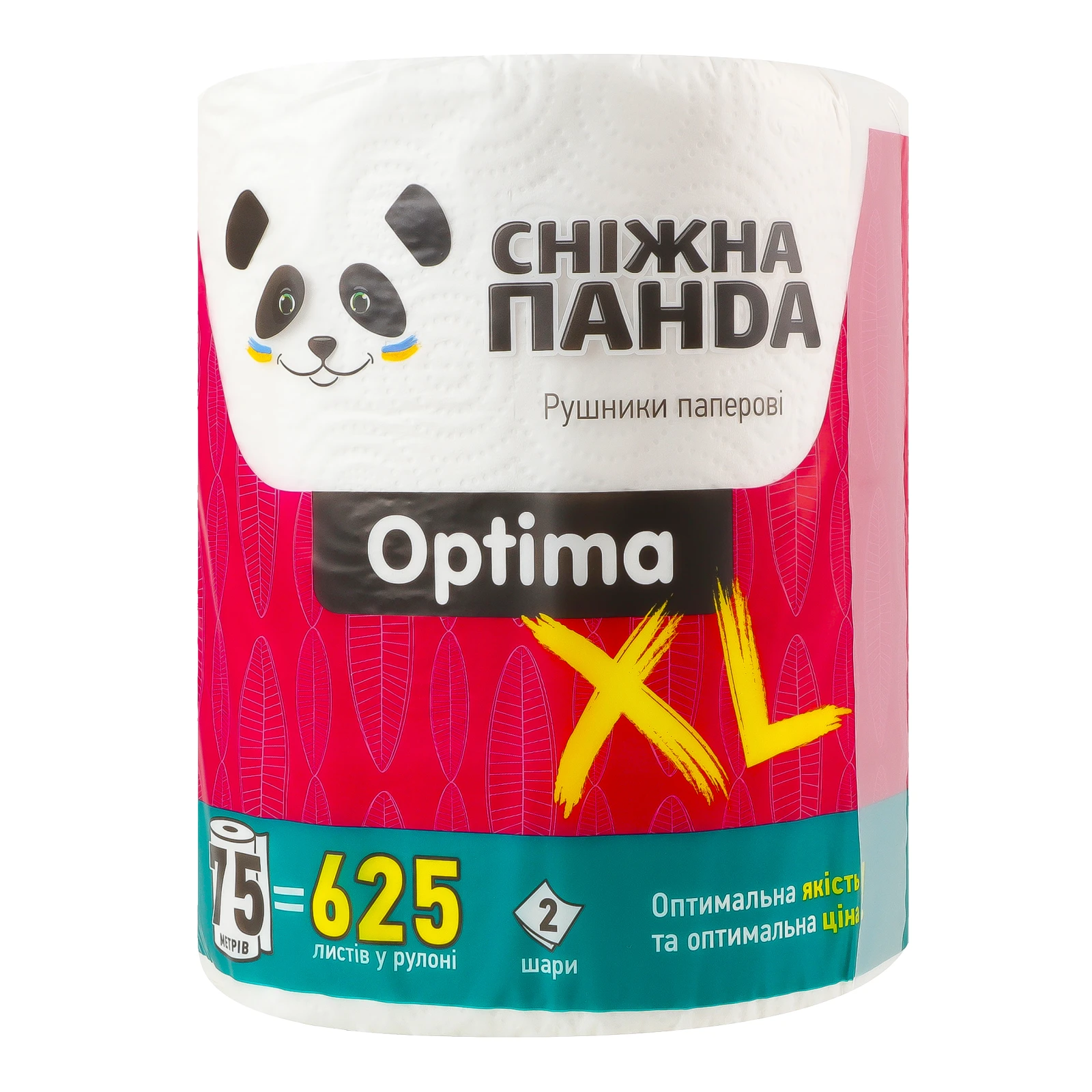 Рушники паперові Сніжна Панда Optima XL 2-х шарові 625 листів