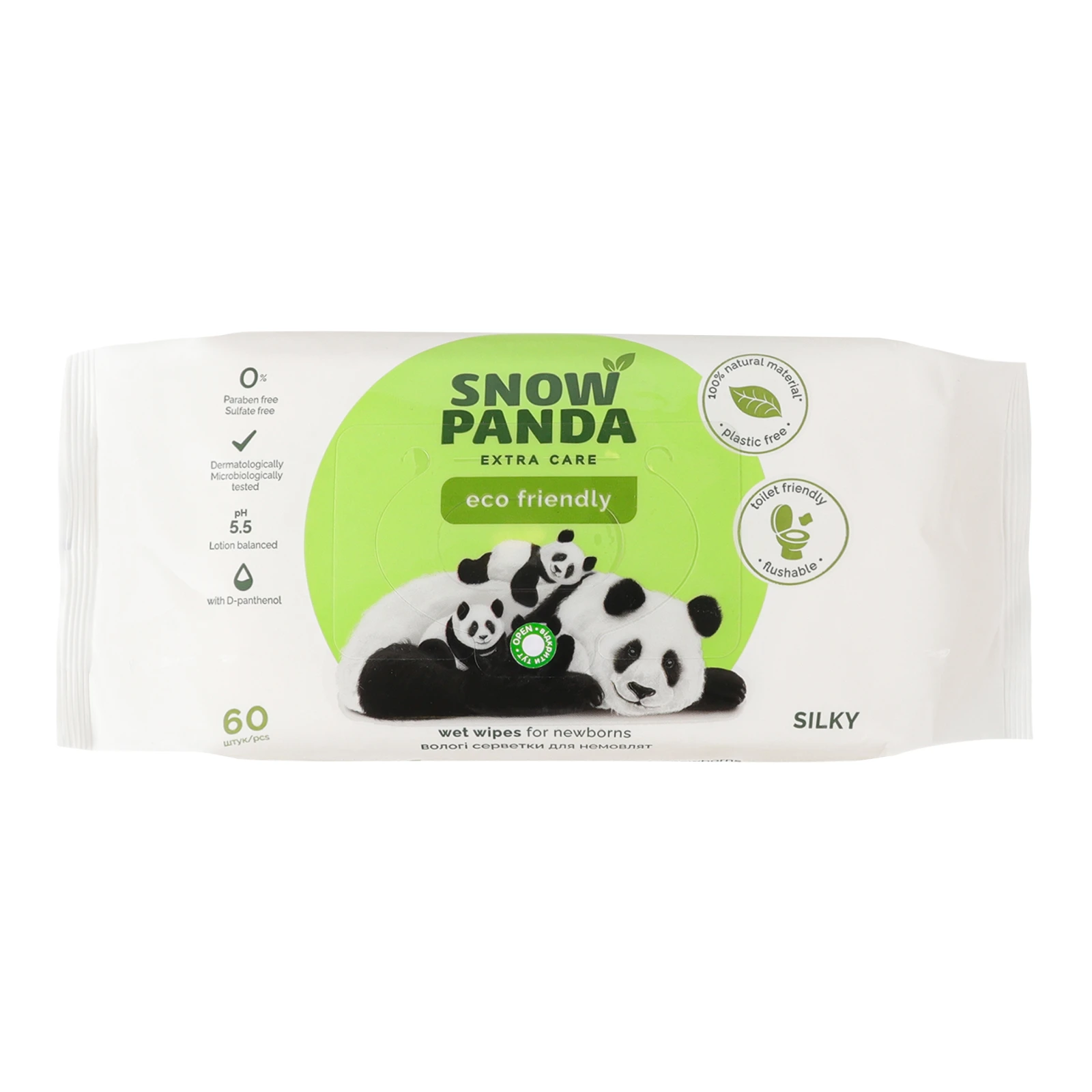 Серветки вологі Snow Panda Extra care Silky для немовлят Фото №:1