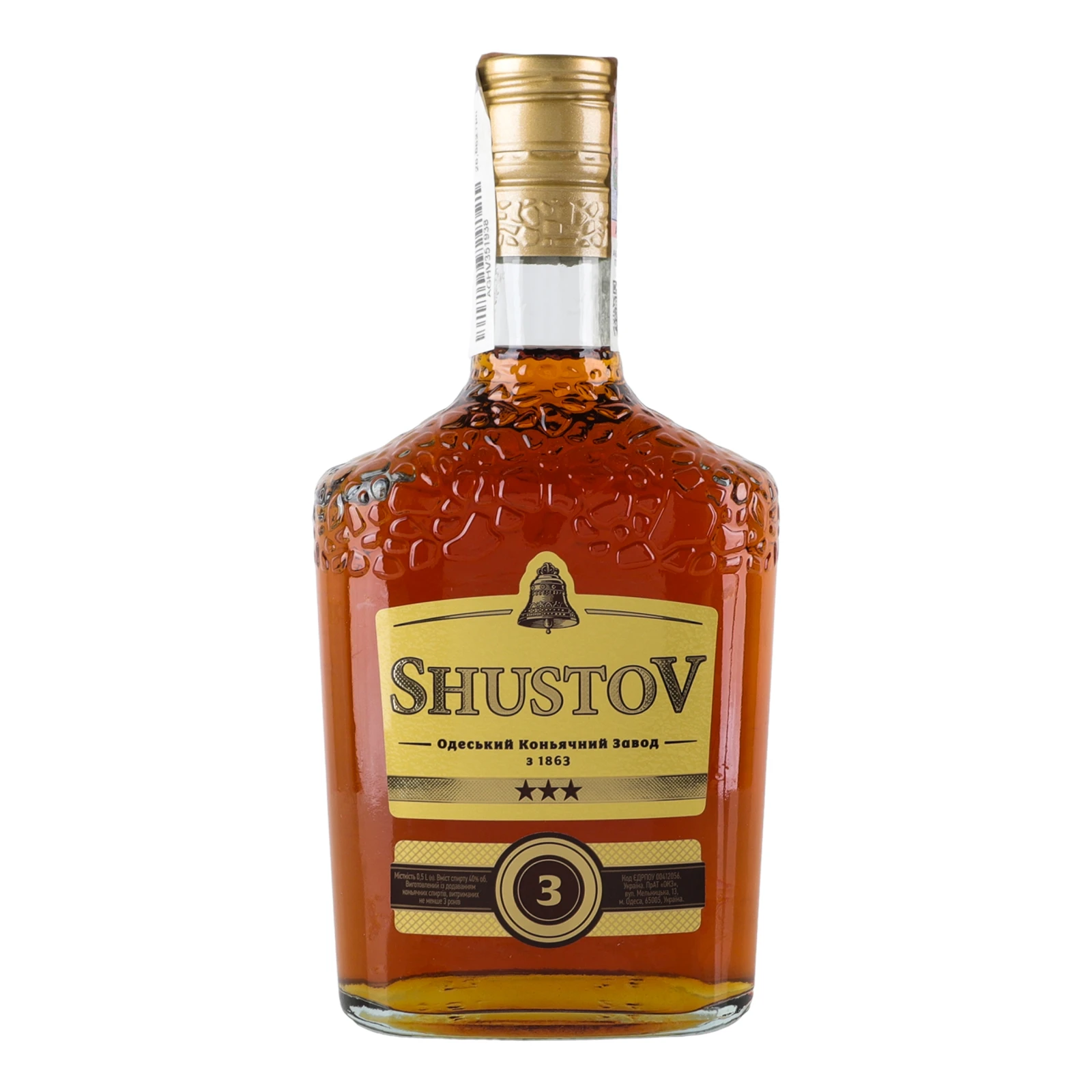 Напій спиртний ShustoV Золота колекція 3 зірки 40% 0.5л