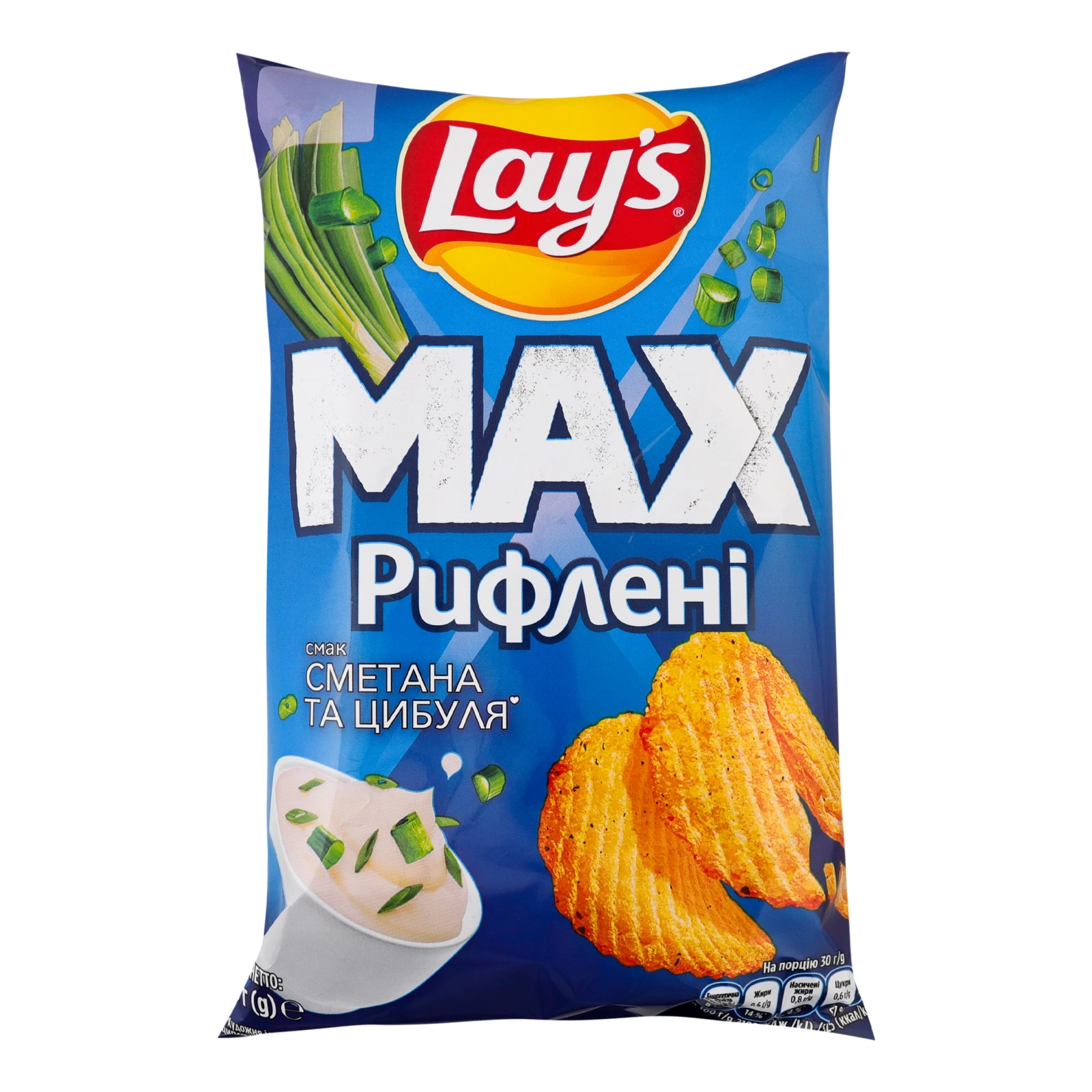 Чипси Lay's Max Рифлені Сметана та цибуля картопляні 95г Фото №:1