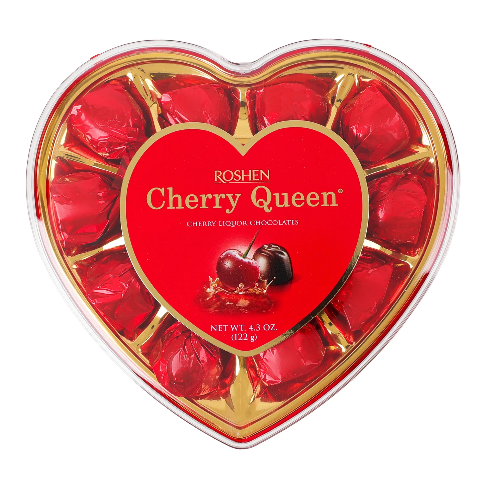 Цукерки Roshen Cherry Queen шоколадні із заспиртованою вишнею 122г Фото №:1