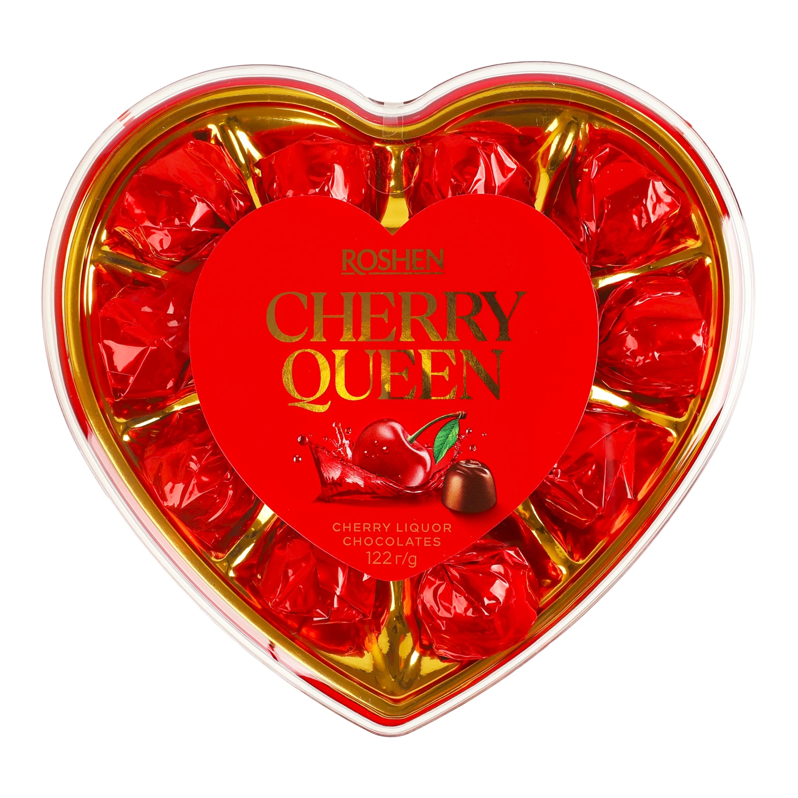 Цукерки Roshen Cherry Queen шоколадні із заспиртованою вишнею 122г Фото №:1