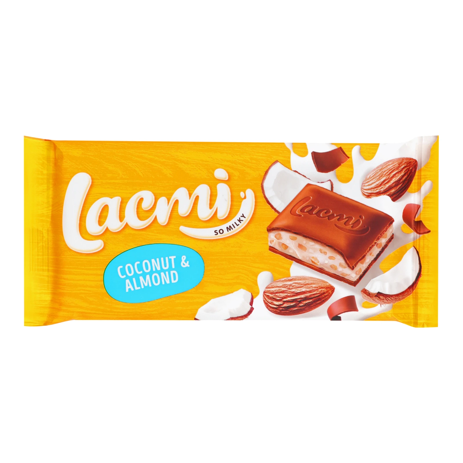 Шоколад Roshen Lacmi Coconut&Almond молочний з мигдалем, кокосовим кремом та рисовими кульками 84г