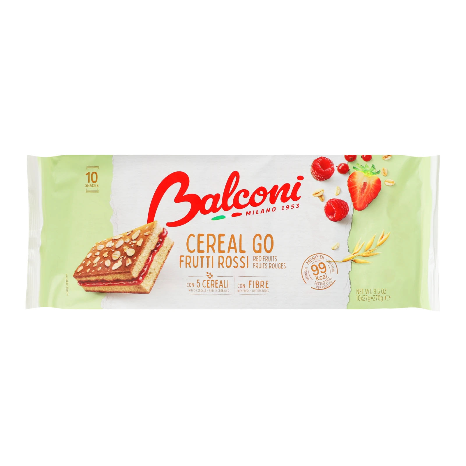 Бісквіти Balconi 27г*10шт Cereal Go з фруктами Новинка Фото №:1