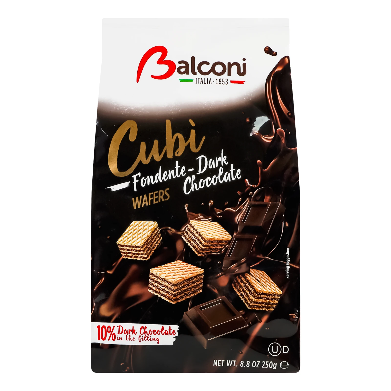 Вафельні кубики Balconi 250г Cubi з чорним шоколадом Новинка Фото №:1