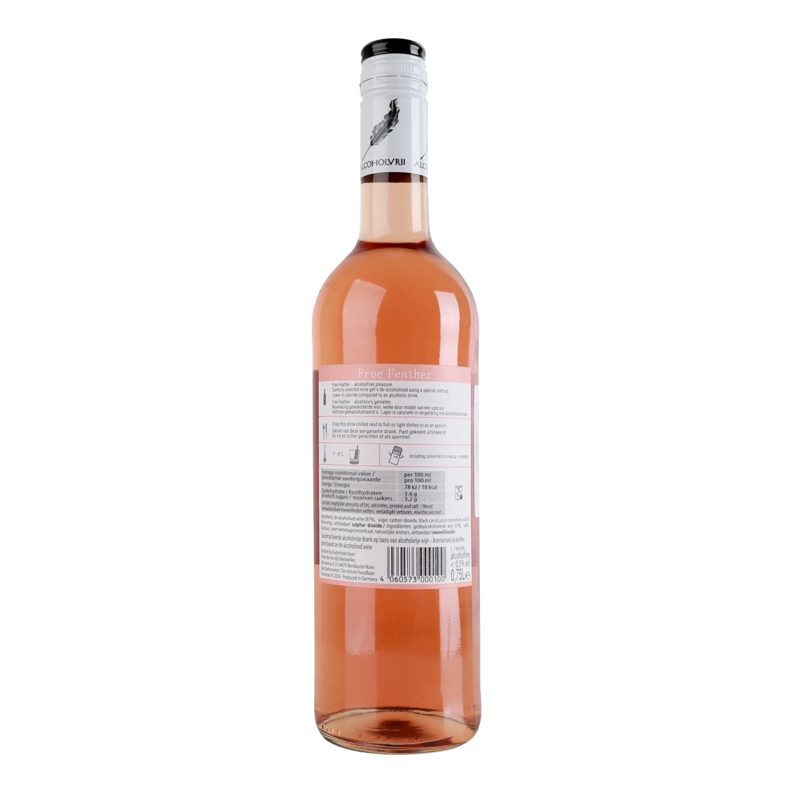 Напій Free Feather Alcoholfree Blush на основі вина безалкогольний рожевий напівсолодкий 0% 0.75л фото 2