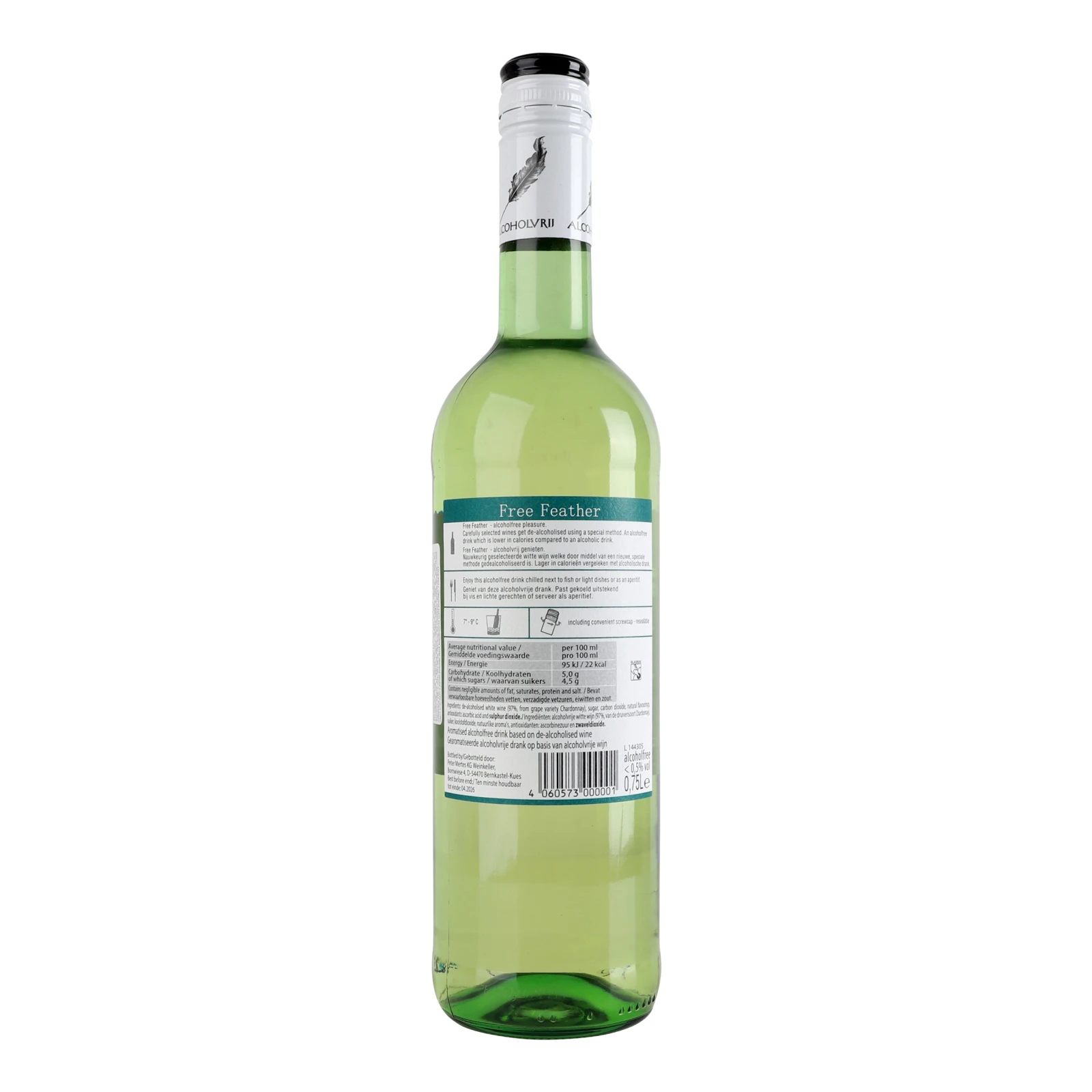 Напій Free Feather Alcoholfree Chardonnay на основі вина безалкогольний білий напівсолодкий 0% 0.75л фото 2