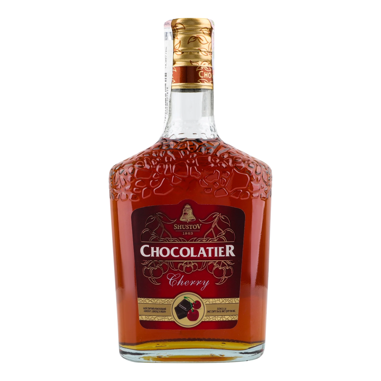 Напій спиртний ShustoV Chocolatier Шоколад та вишня ароматизований 30% 0.5л Фото №:1