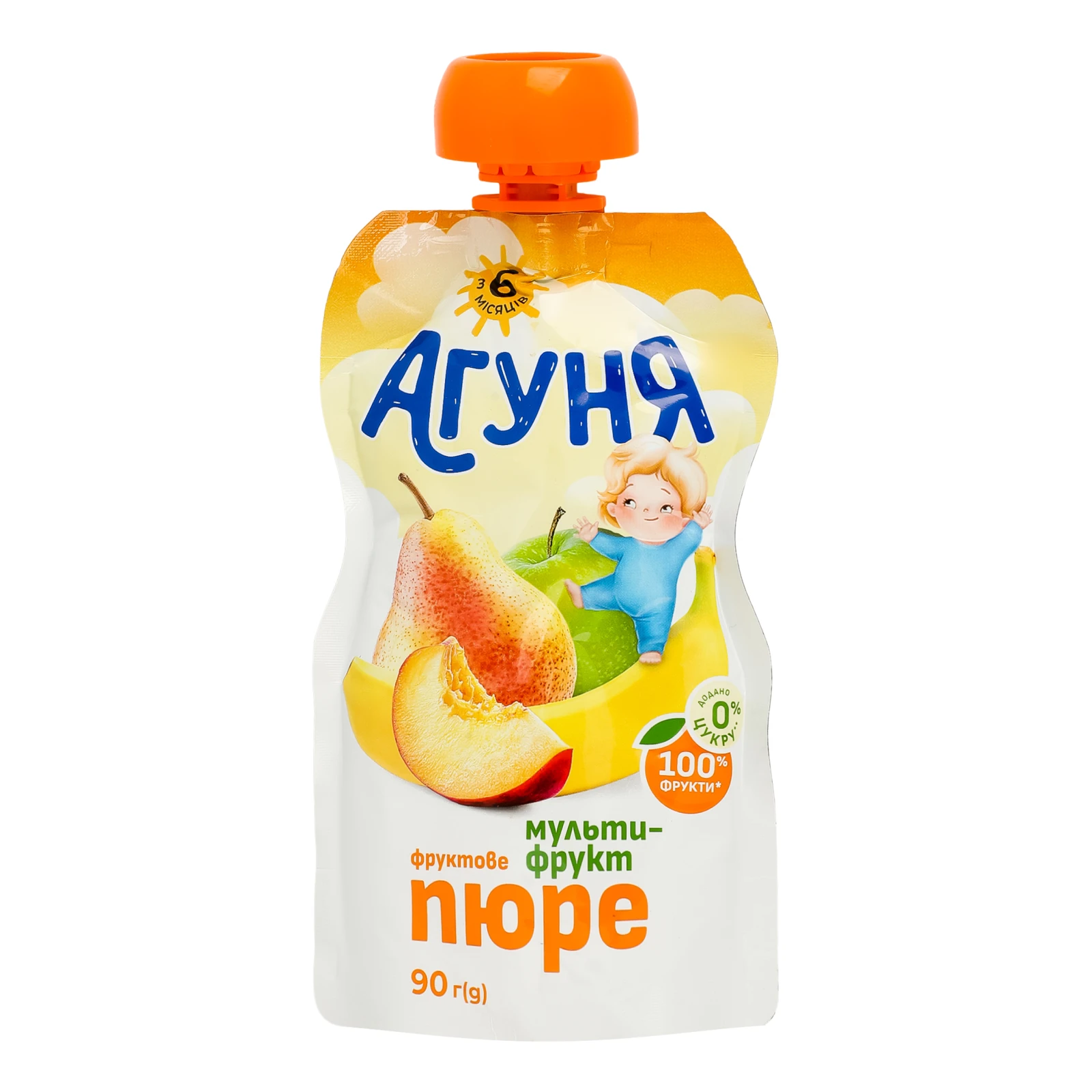 Пюре Агуня фруктове гомогенізоване стерилізоване Мультифрукт для дітей від 6-ти місяців 90г Фото №:1