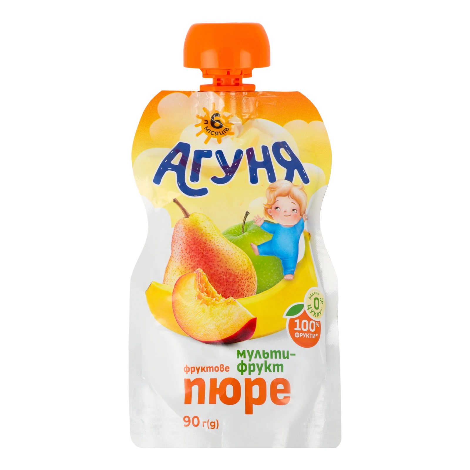 Пюре Агуня Мультифрукт фруктове гомогенізоване стерилізоване для дітей від 6-ти місяців 90г Фото навігації №:1