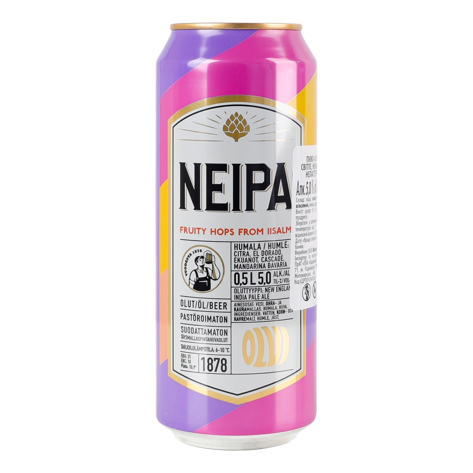Пиво Olvi Neipa світле нефільтроване непастеризоване 5% 0.5л Фото №:1
