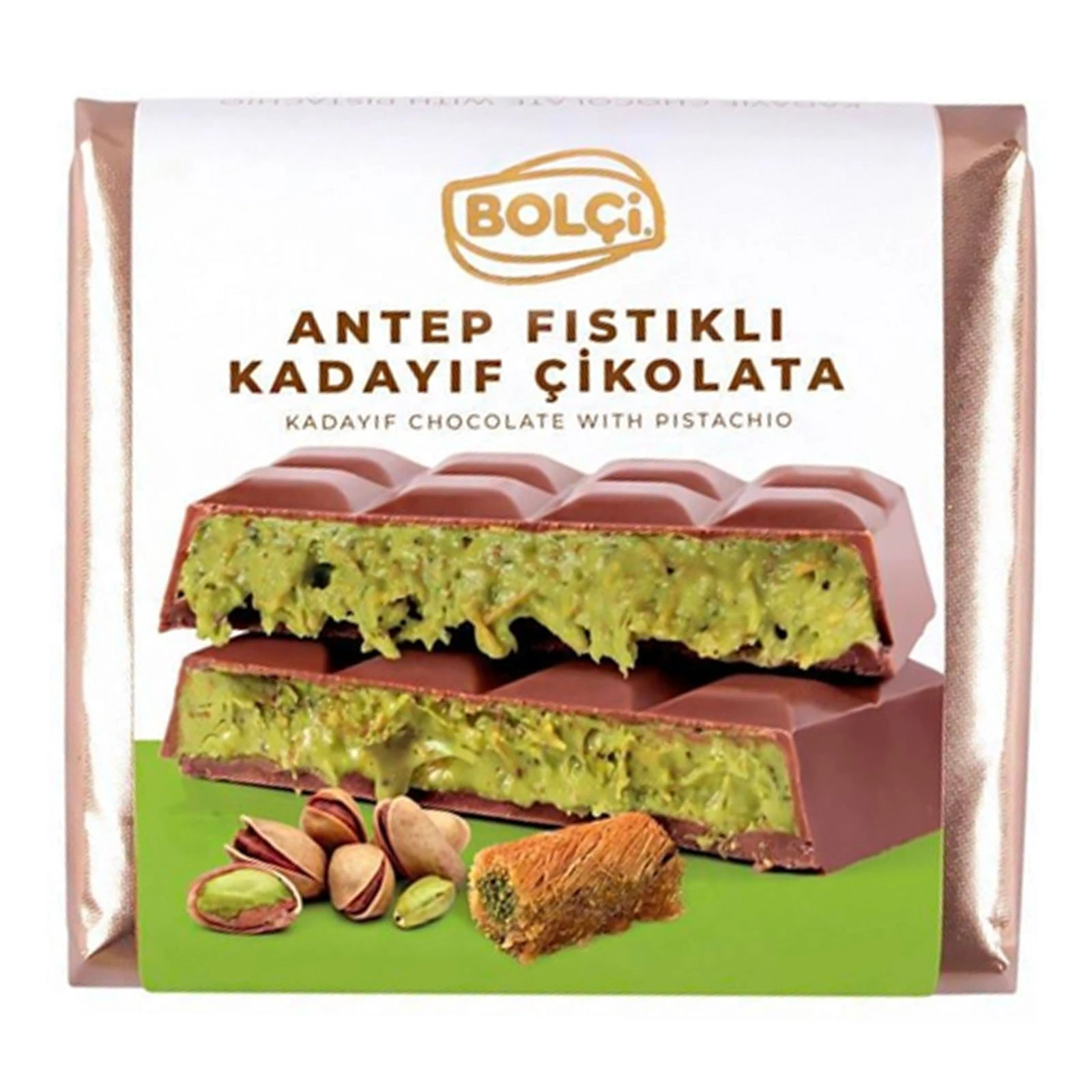 Шоколад Bolci 100г Dubai chocolate молочний з катаіфі та фісташковим кремом Новинка Фото №:1