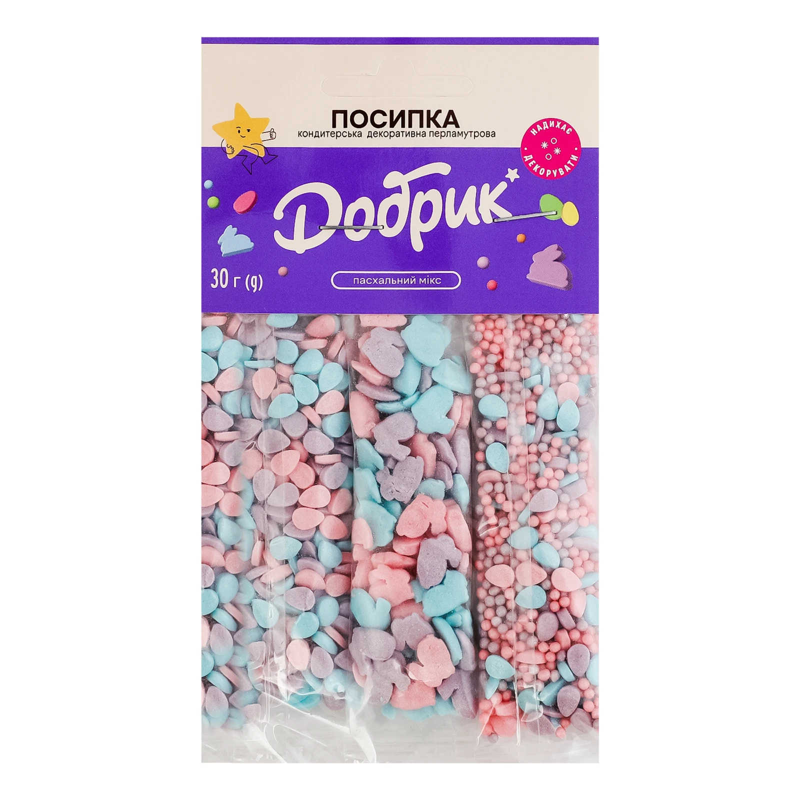 Посипка Добрик кондитерська декоративна перламутрова Пасхальний мікс 30г Фото №:1