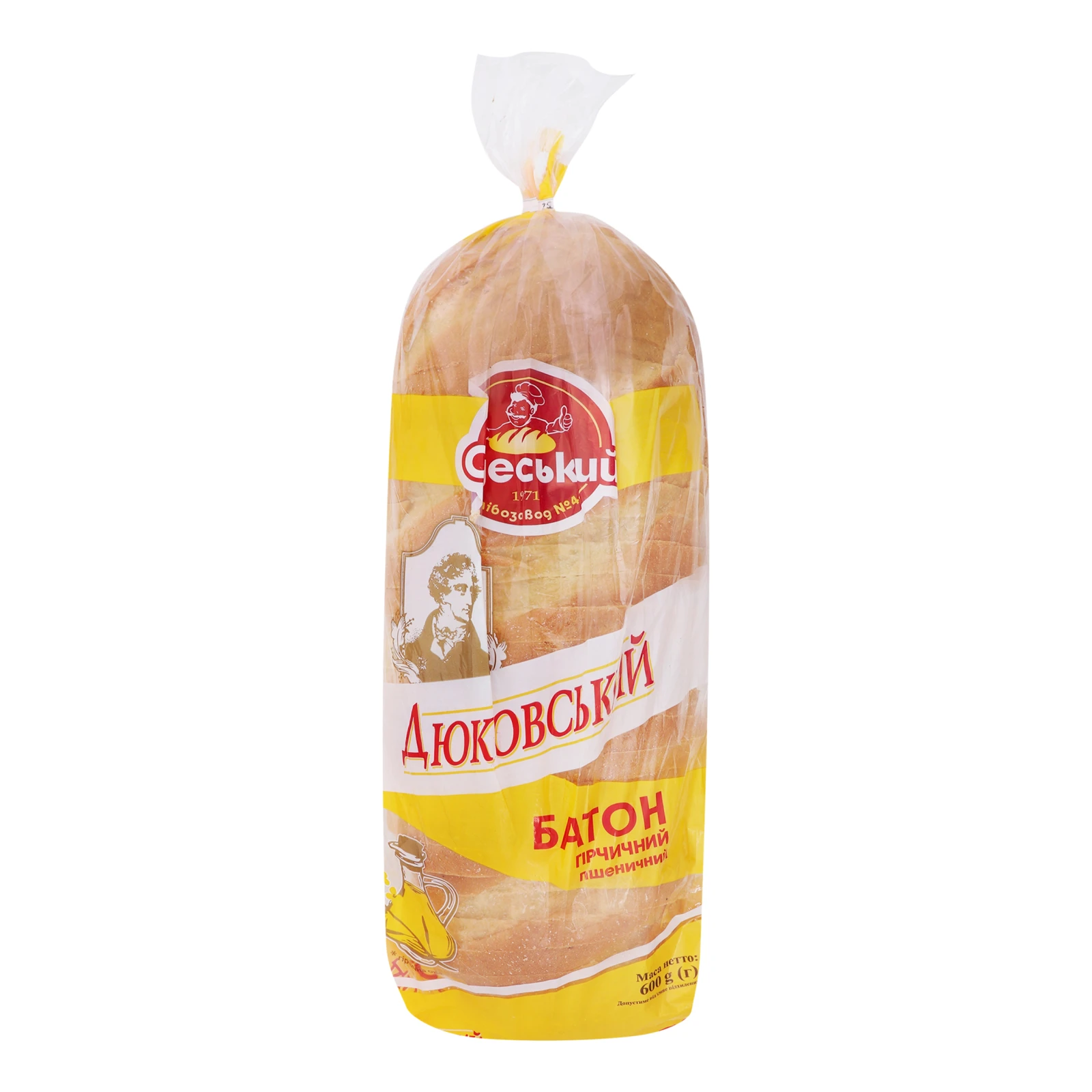 Батон Одеський 600г Дюковський гірчичний нарізка Фото №:1