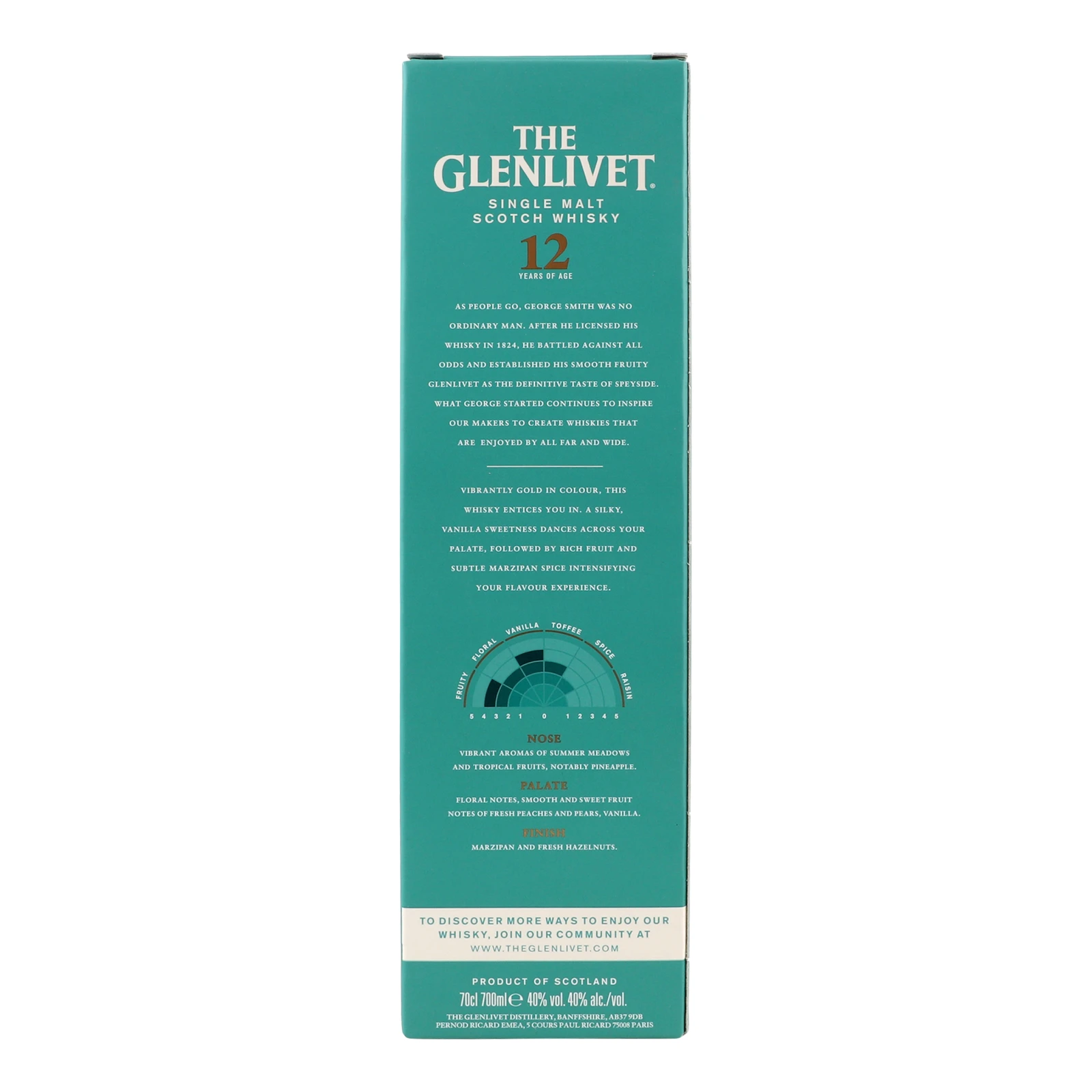 Віскі The Glenlivet 12YO шотландське односолодове 40% 0.7л фото 2