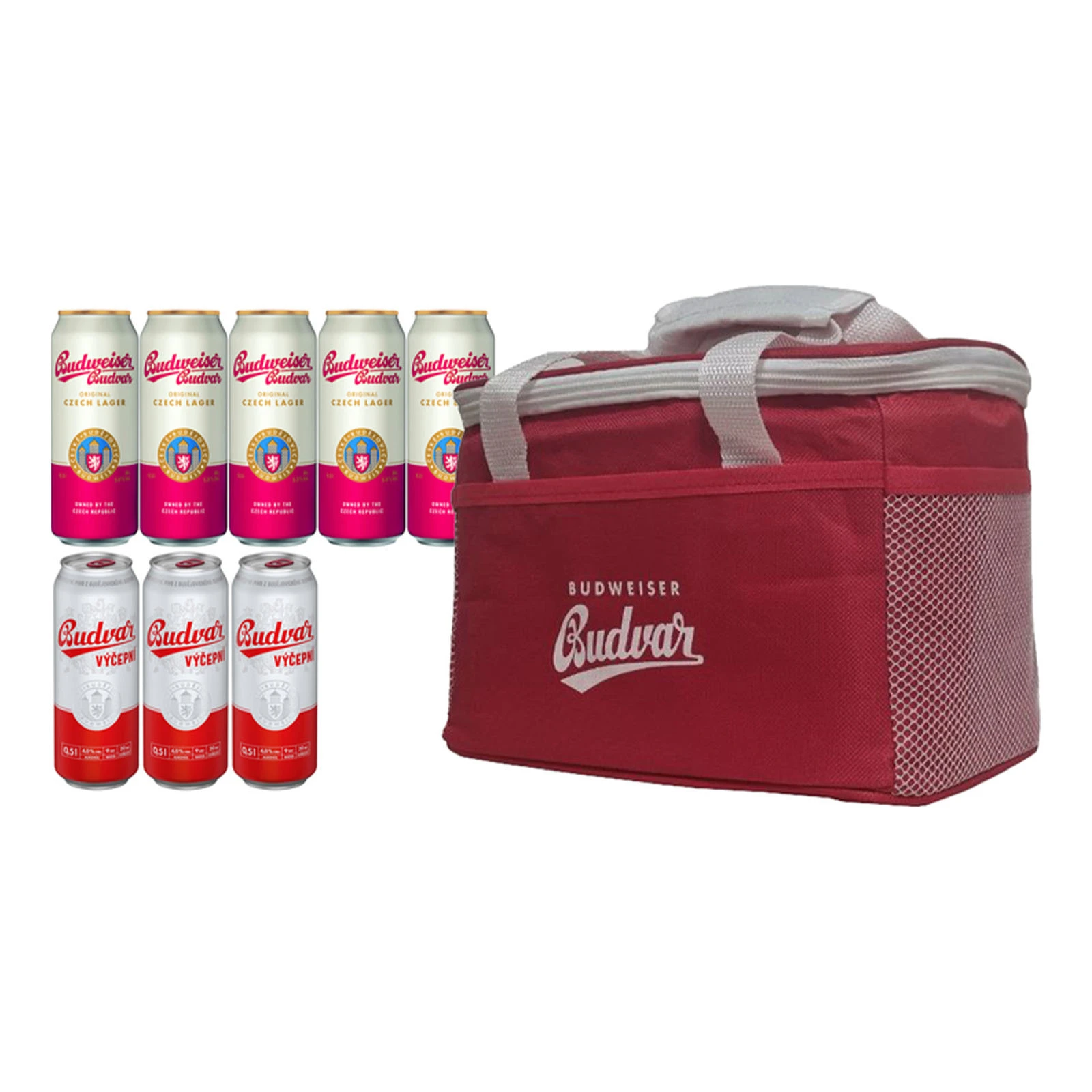 Набір пива Budweiser Budvar 0,5л*8шт 4-5% асорті + термосумка Фото навігації №:1