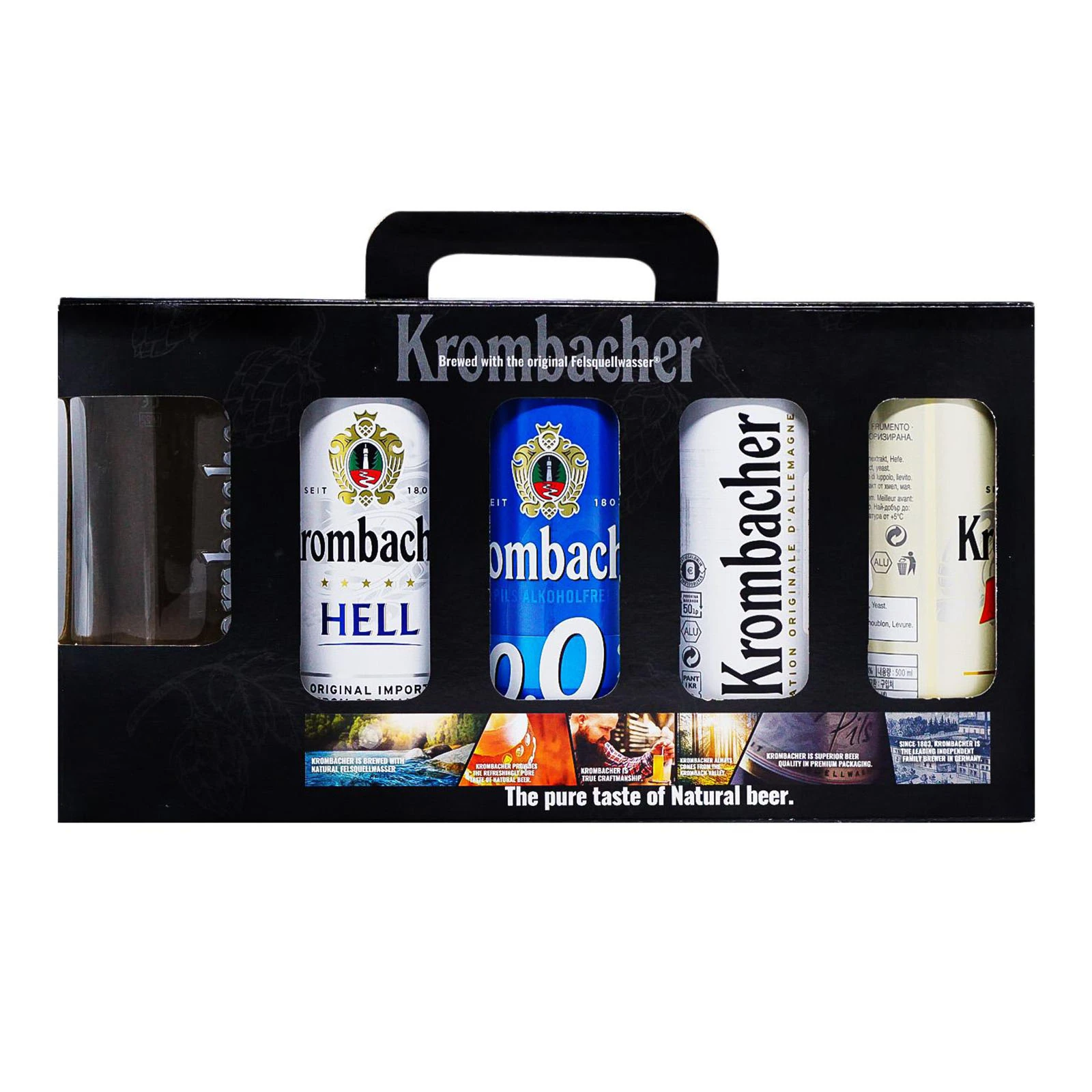 Набір пива Krombacher 0,5л*4шт 0-6% асорті + келих 0,4 Новинка Фото навігації №:1