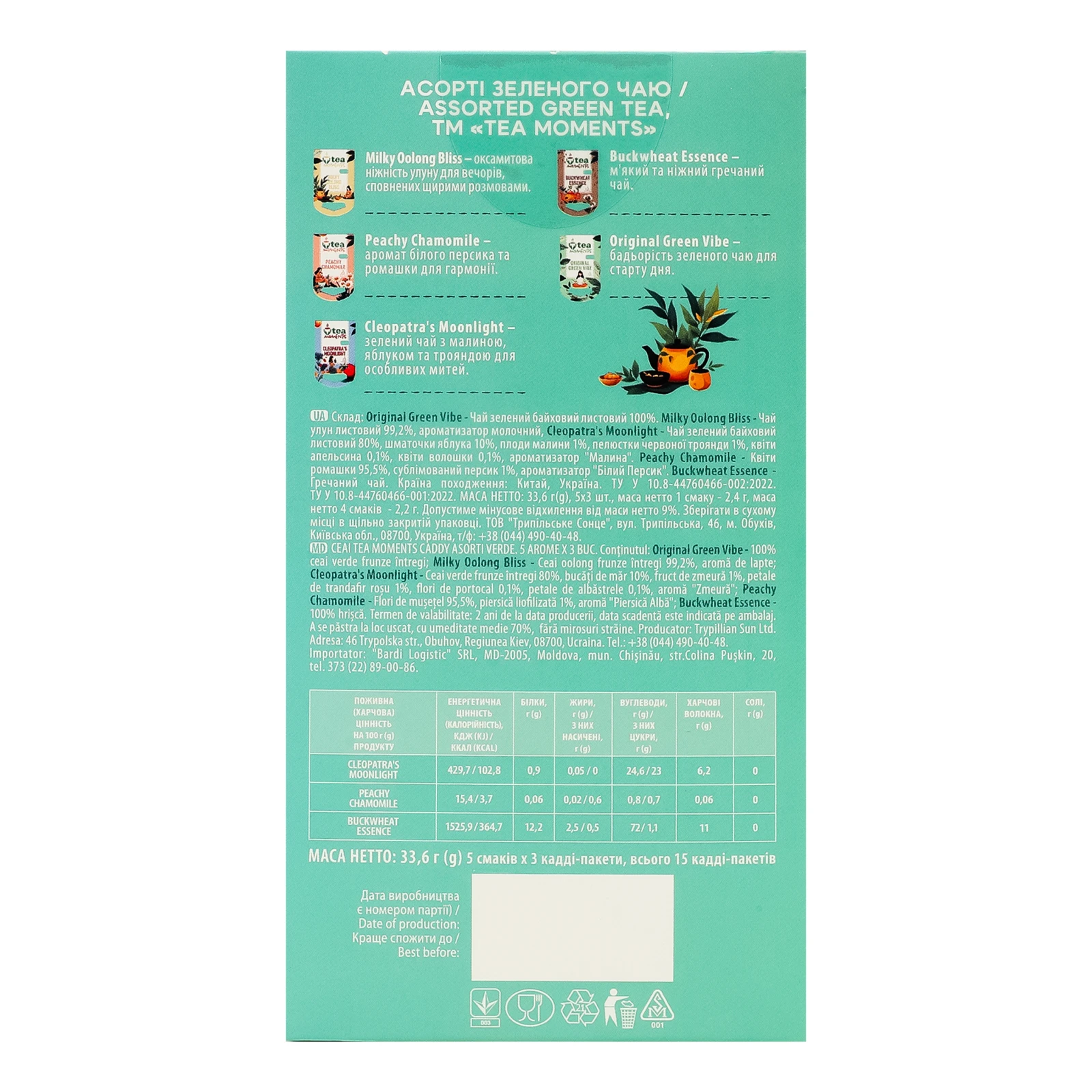 Чай Tea Moments Асорті зелений 15х2.24г Фото №:2