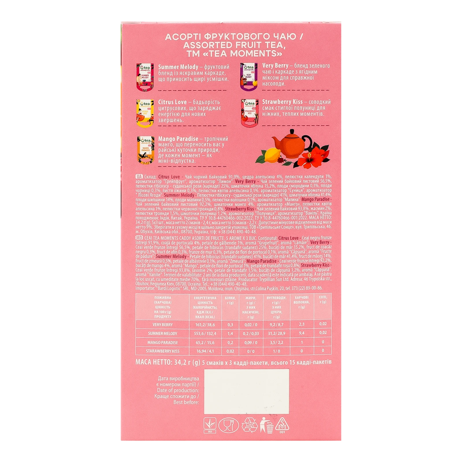 Чай Tea Moments Асорті фруктовий 15х2.28г Фото №:2