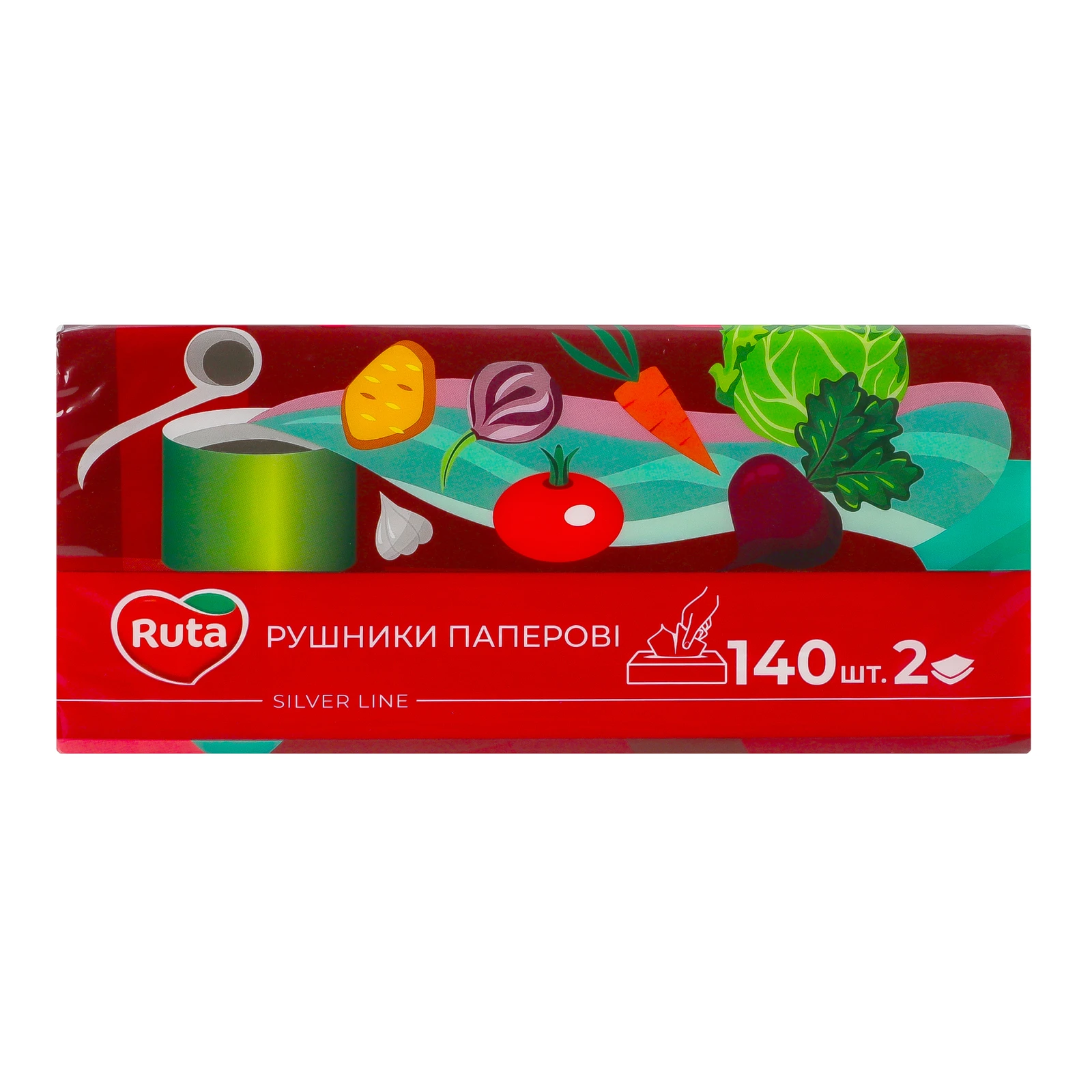 Рушники паперові Ruta Silver Line 2-х шарові 22.5х20см в листах 140шт Фото №:1