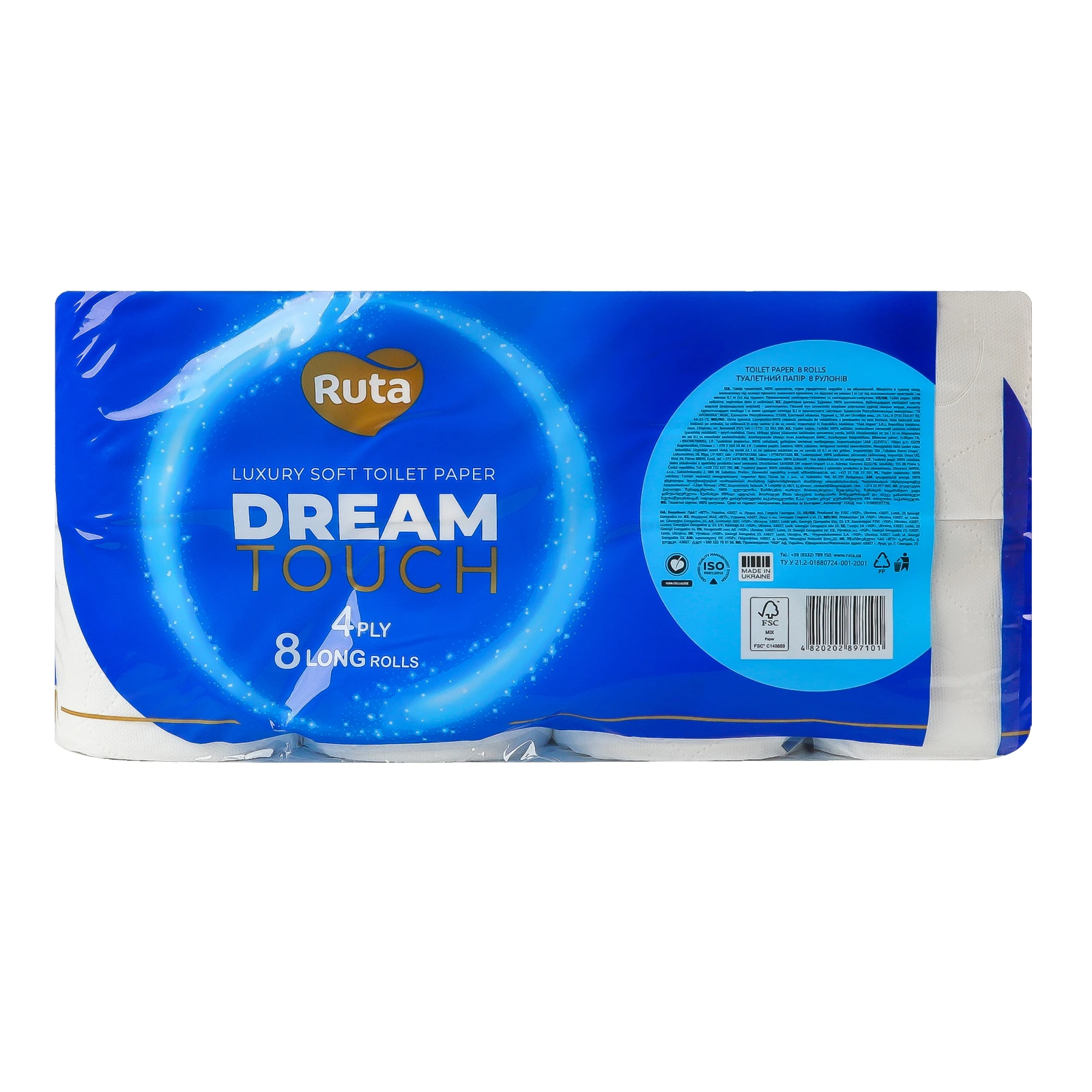 Папір туалетний Ruta Dream touch 4-х шаровий 8шт Фото №:2