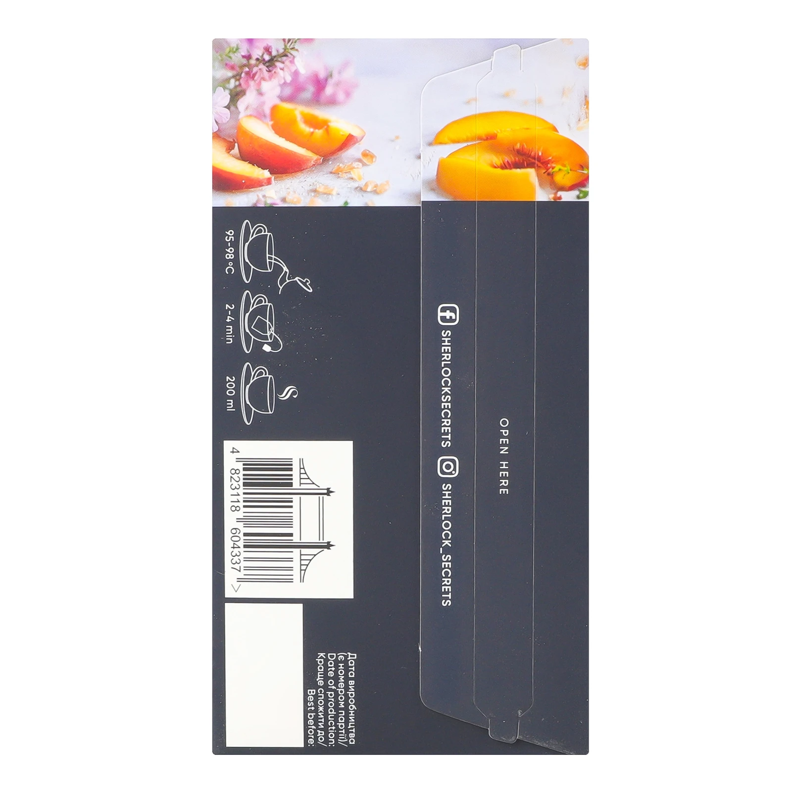 Чай Sherlock Secrets Spring feeling бленд чорного дрібного з чебрецем та ароматом персика 22х1.8г Фото №:2