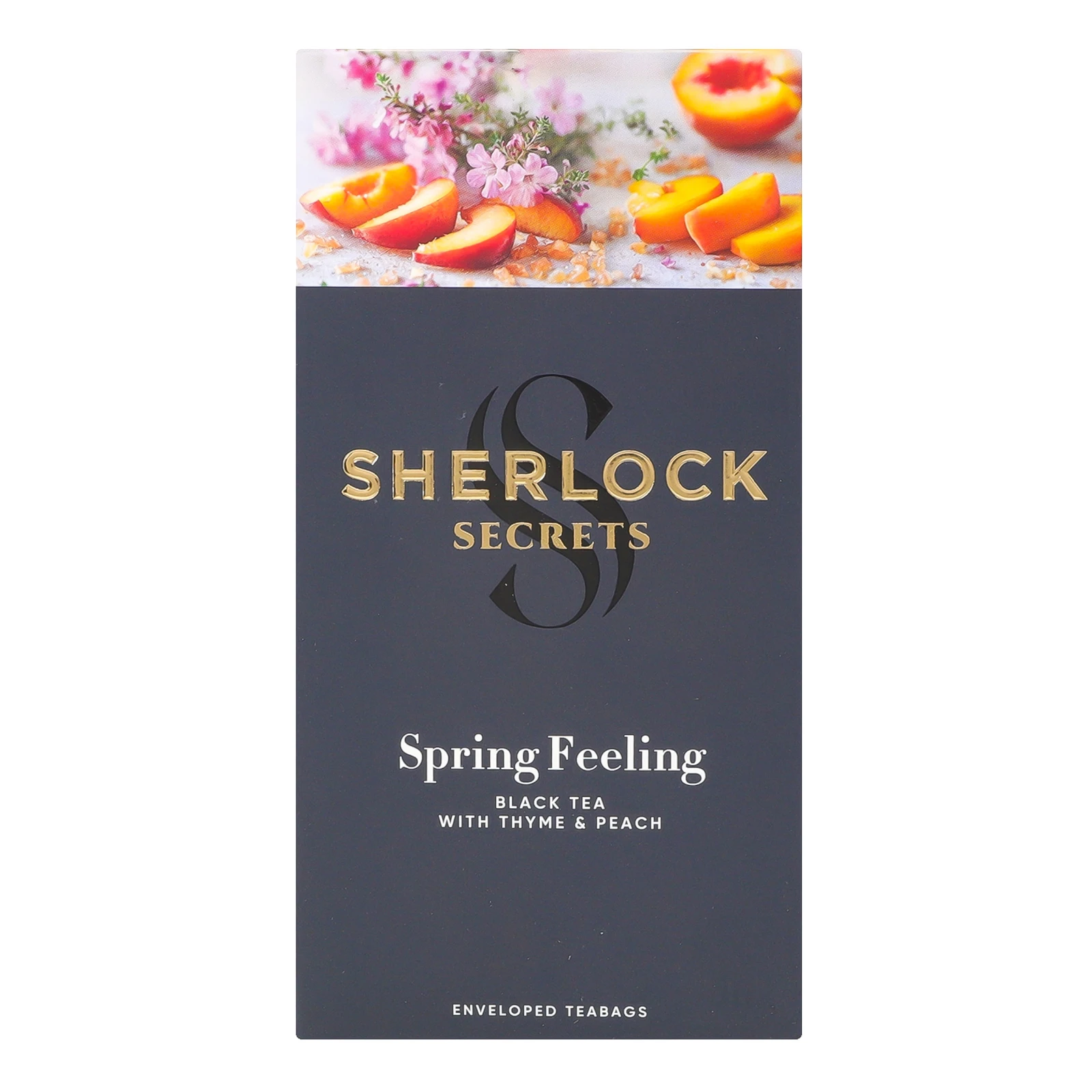 Чай Sherlock Secrets Spring feeling бленд чорного дрібного з чебрецем та ароматом персика 22*1.8г Фото навігації №:1