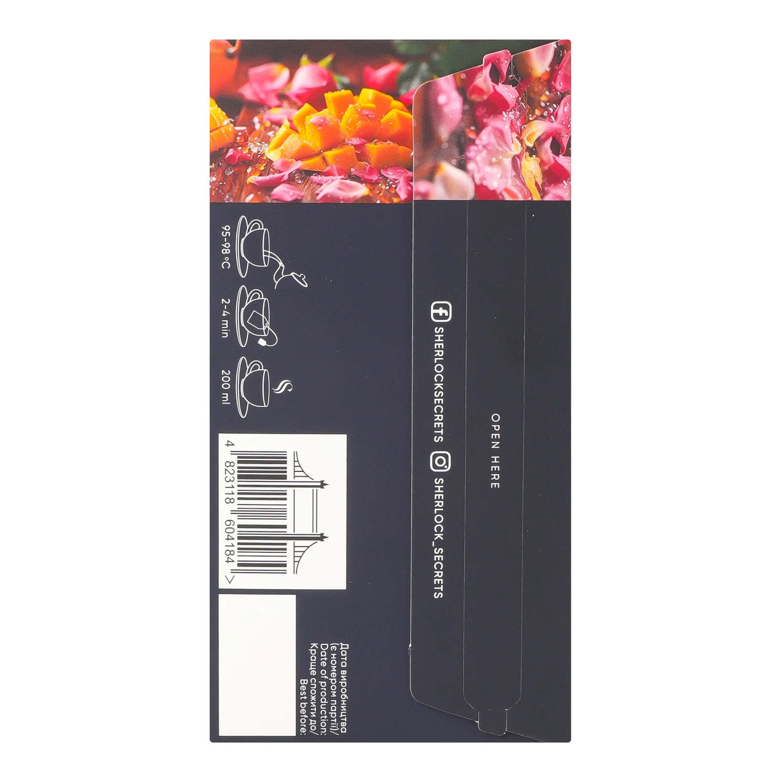 Чай Sherlock Secrets Pleasure time бленд чорного дрібного з пелюстками квітів троянди та апельсину 22х1.8г Фото №:2