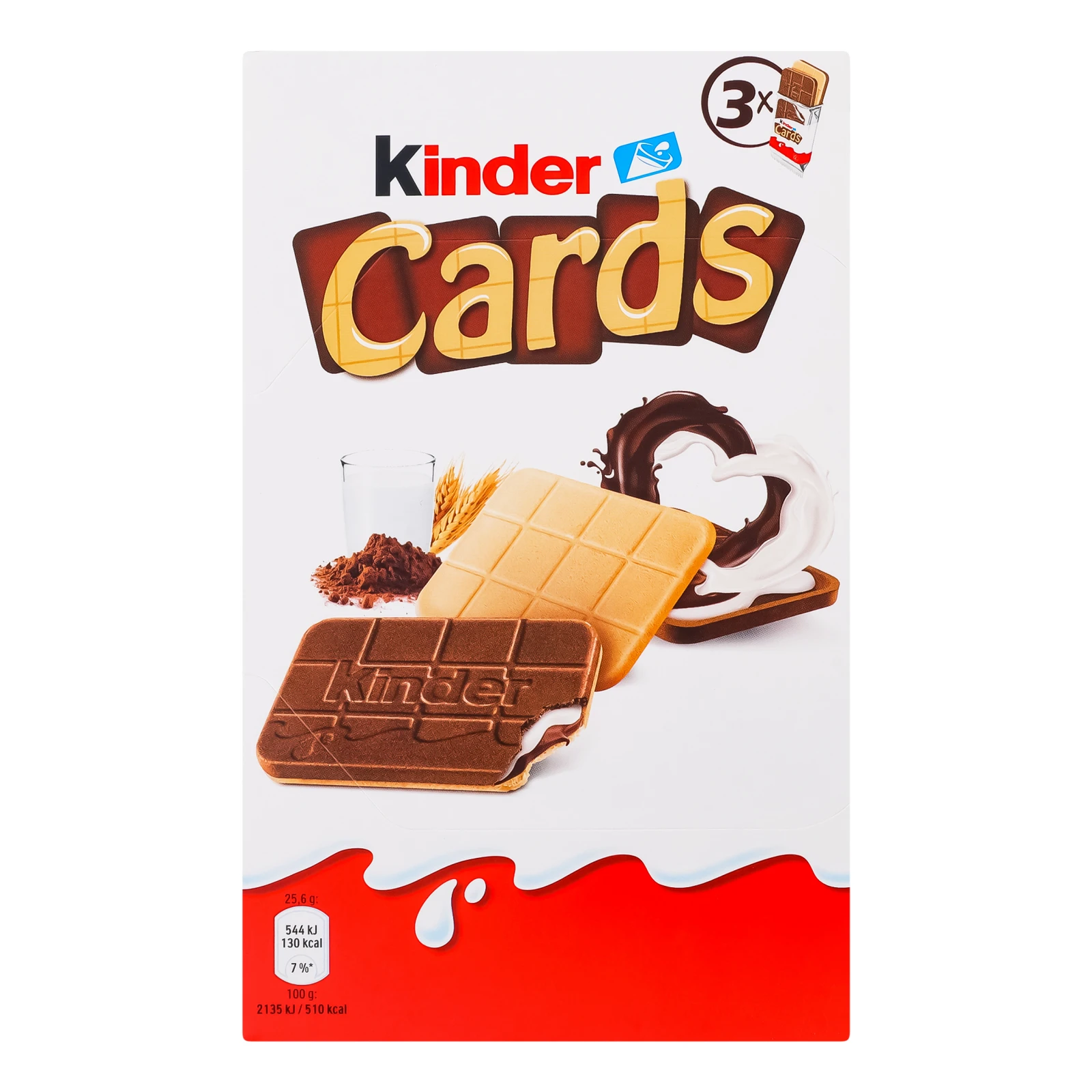 Вафлі Kinder Cards з молочною і какао начинкою 3*25.6г Фото №:1
