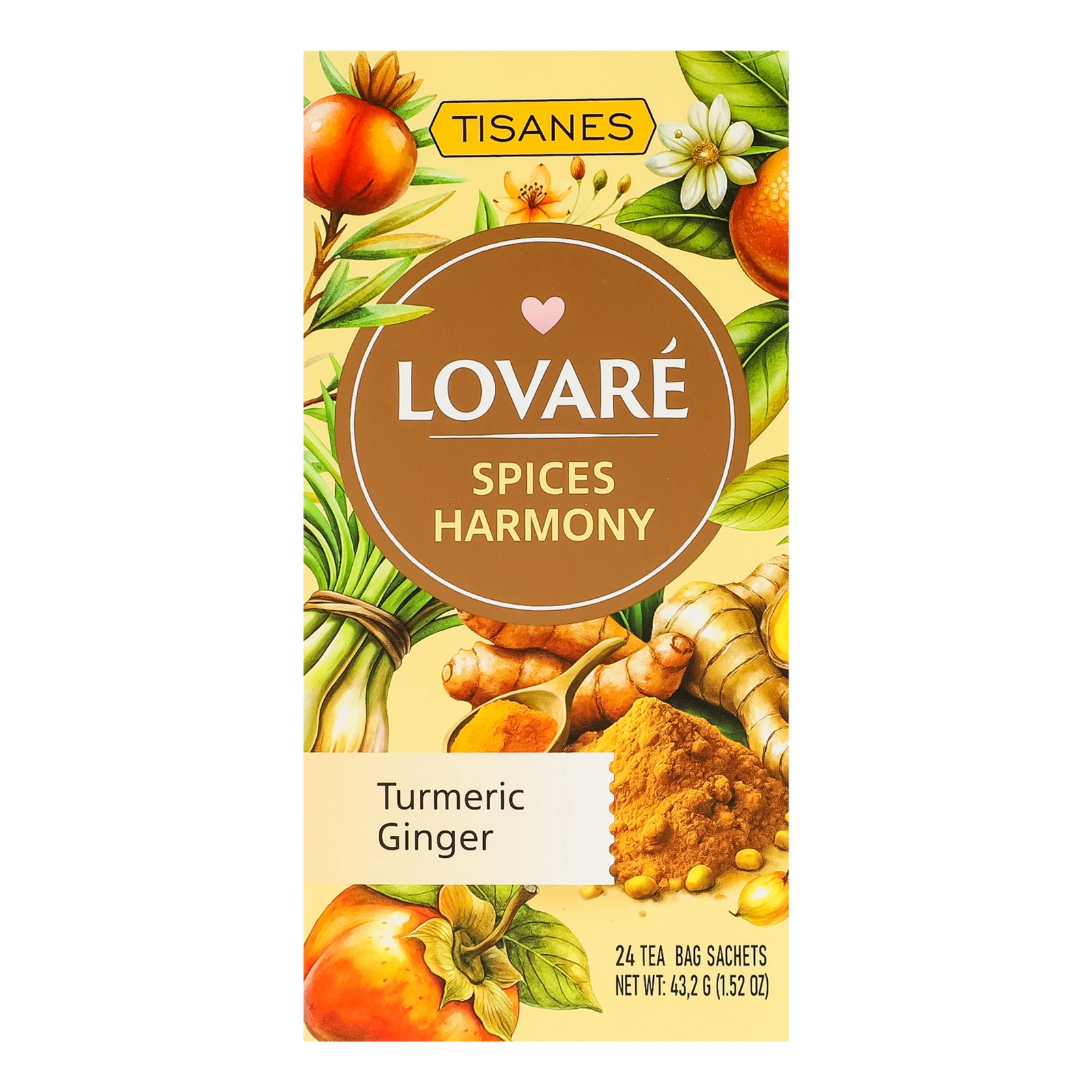 Чай Lovare Spices harmony бленд трав'яного зі спеціями, плодами та ароматом хурми і мандарина 24х1.8г