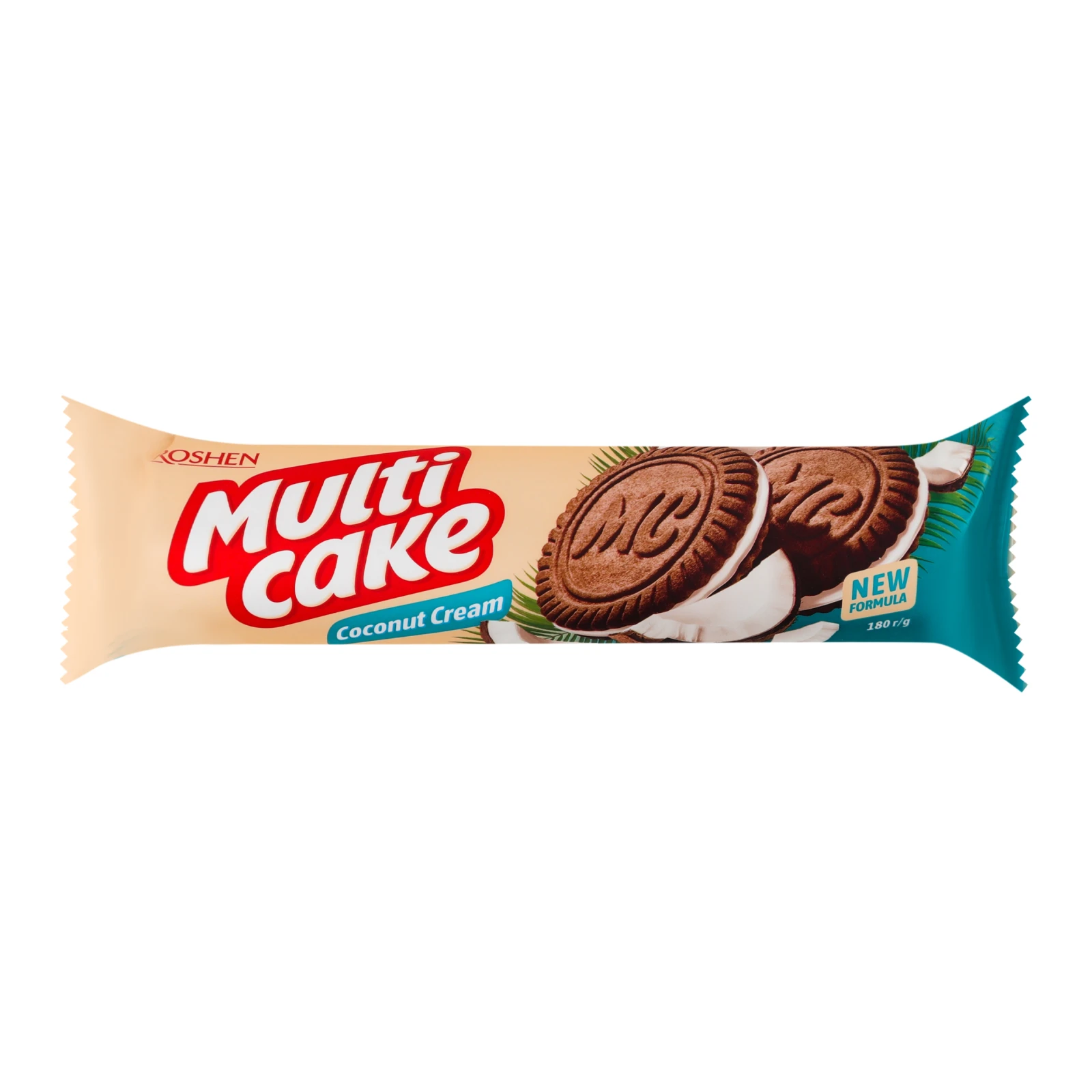 Печиво Roshen Multicake цукрове з начинкою зі смаком кокос-крем 180г Фото навігації №:1