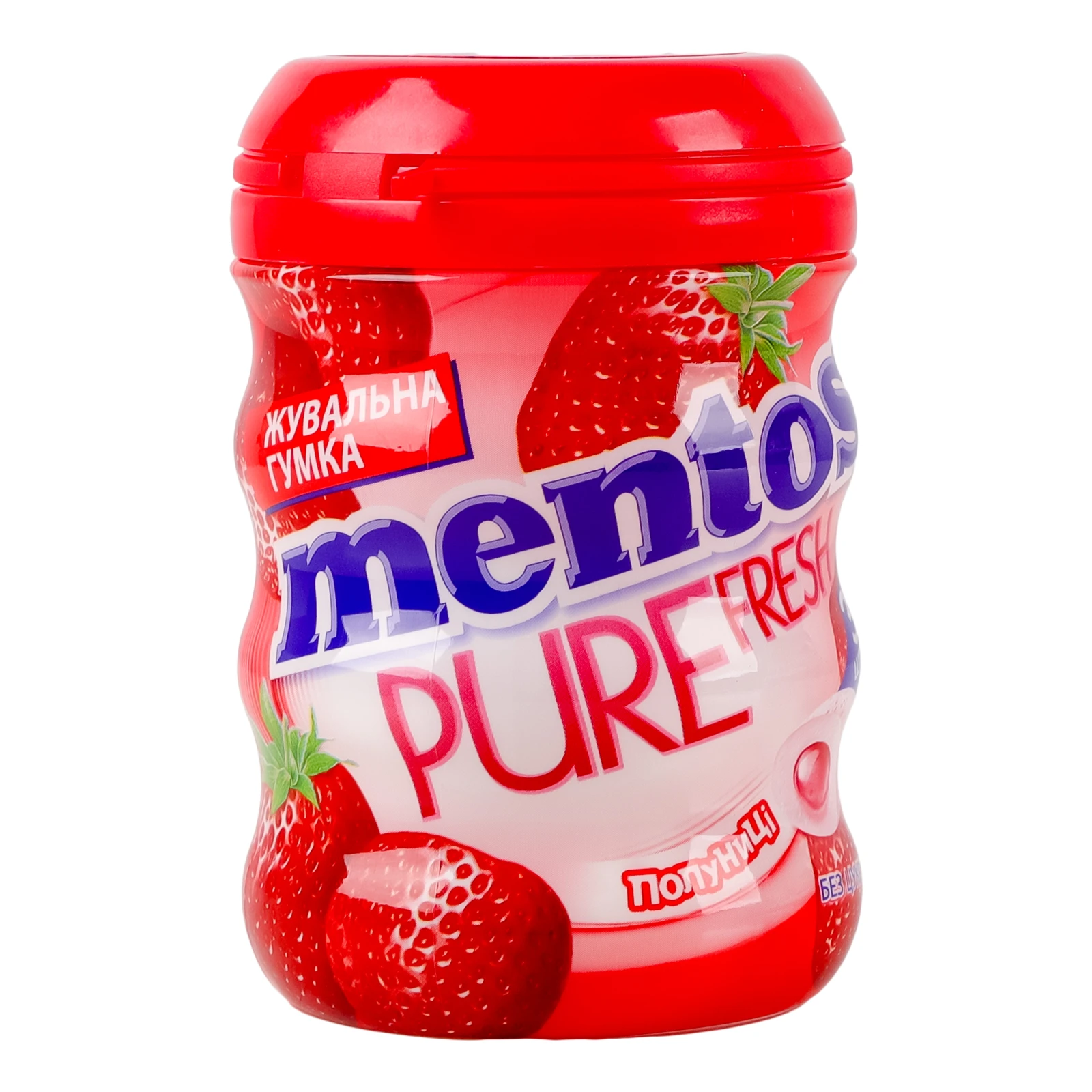 Гумка жувальна Mentos Pure fresh без цукру зі смаком полуниці 56г Фото №:1
