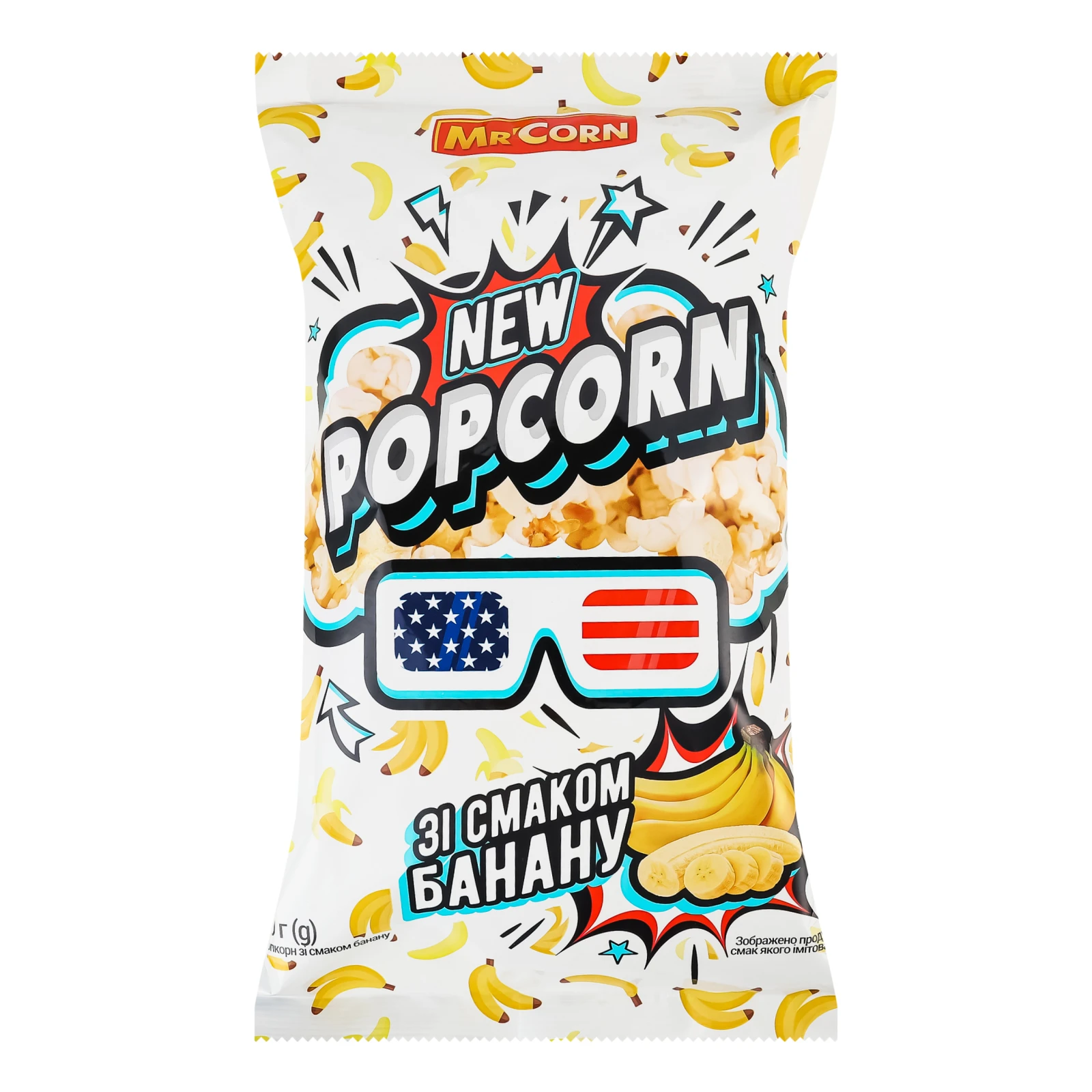 Попкорн Mr`Corn 90г зі смаком банану Новинка Фото №:1