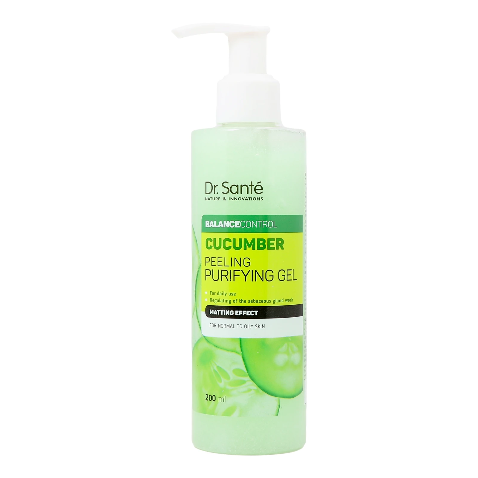 Гель-пілінг Dr.Sante 200мл Cucumber Balance Control для вмивання мат. ефект