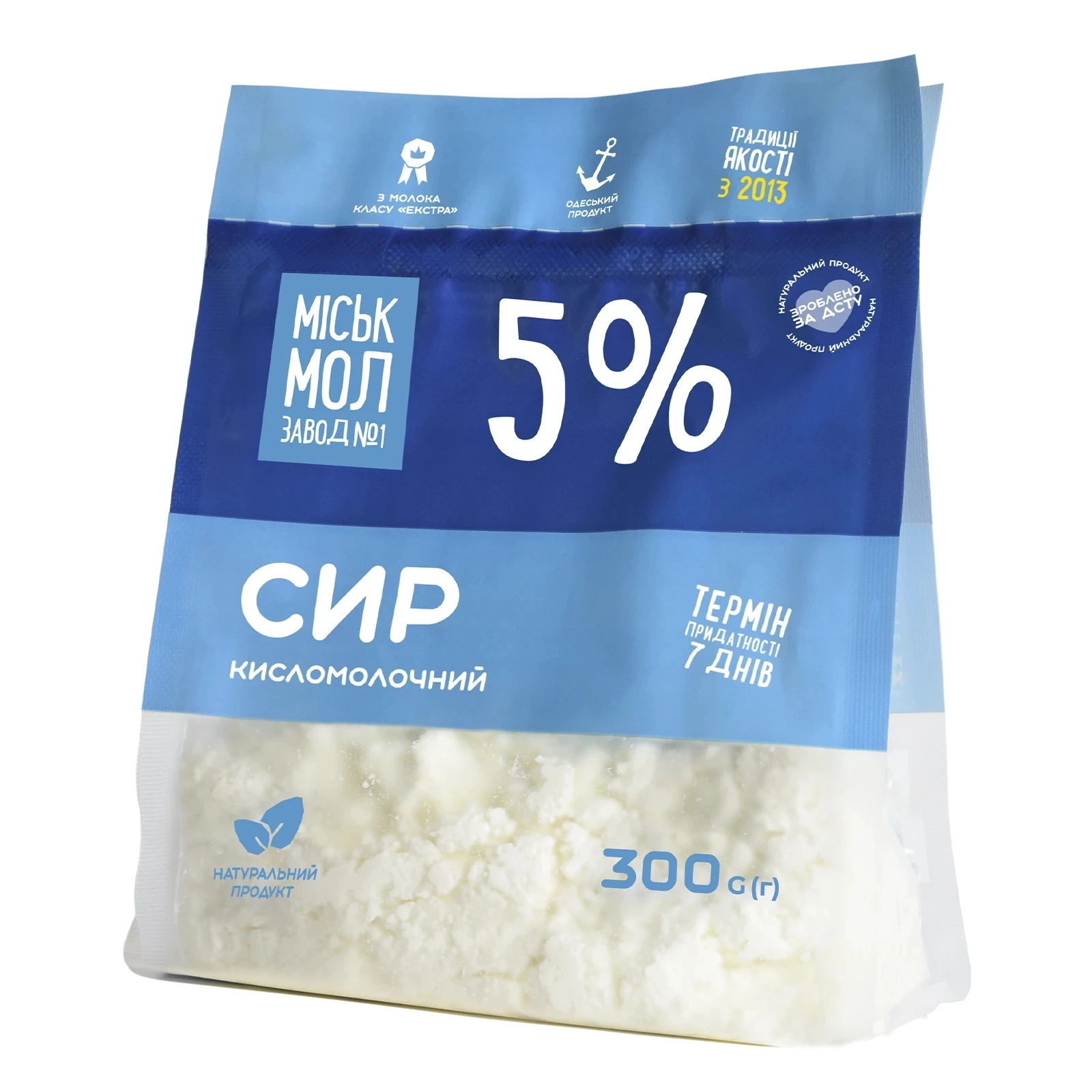 Сир кисломолочний Міськмолзавод №1 5% 300г пакет