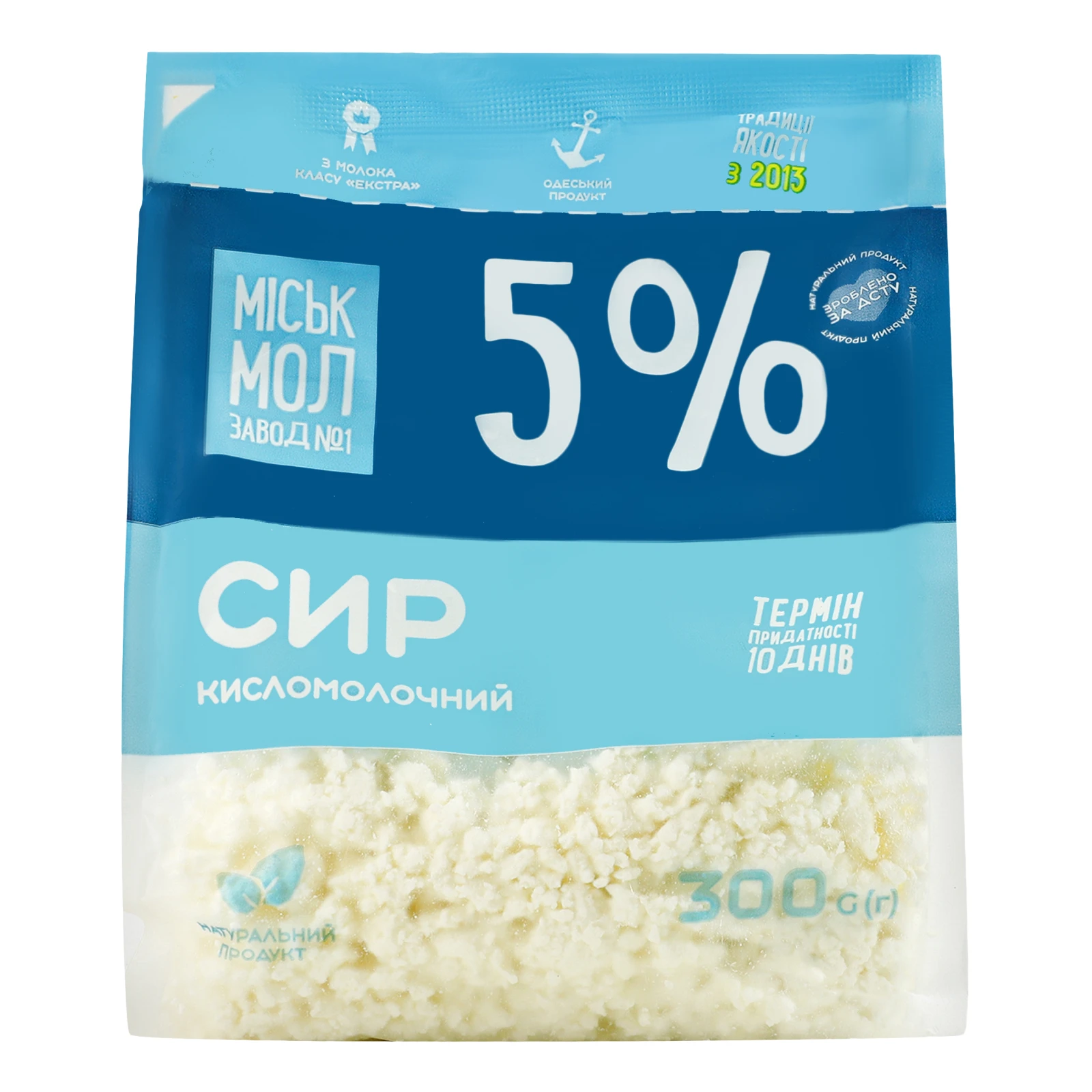 Сир кисломолочний Міськмолзавод №1 5% 300г Фото №:1