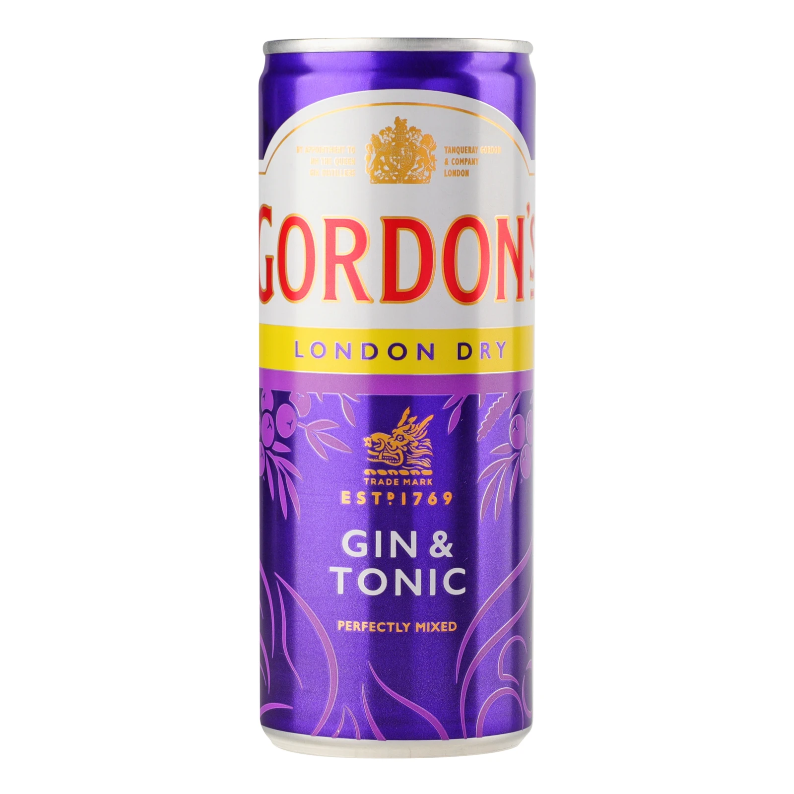 Напій слабоалкогольний Gordon's Gin&Tonic London Dry з джином і тоніком газований 6.4% 0.25л Фото №:1