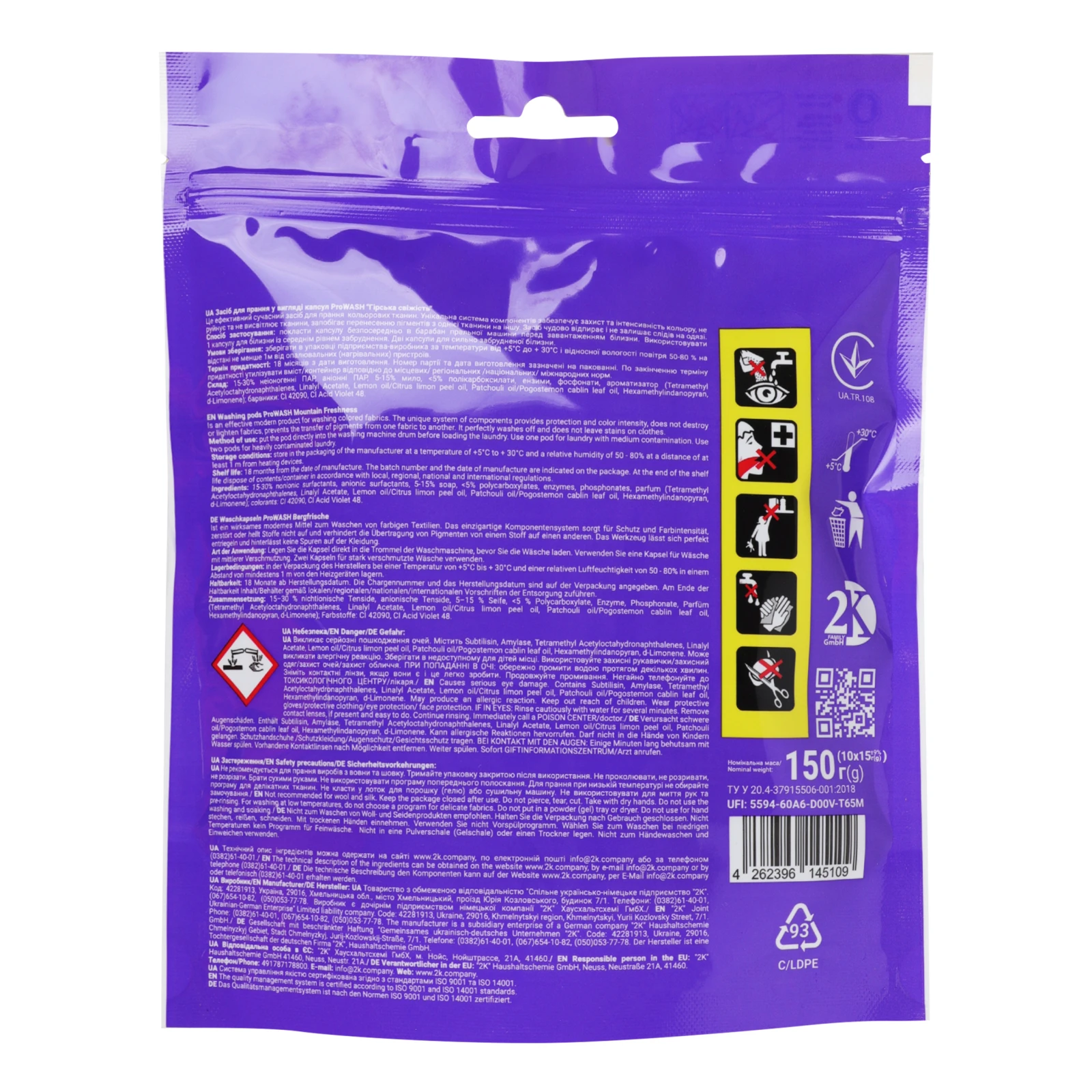 Засіб для прання Pro Wash Color Гірська свіжість 3в1 в капсулах 10х15г Фото №:2