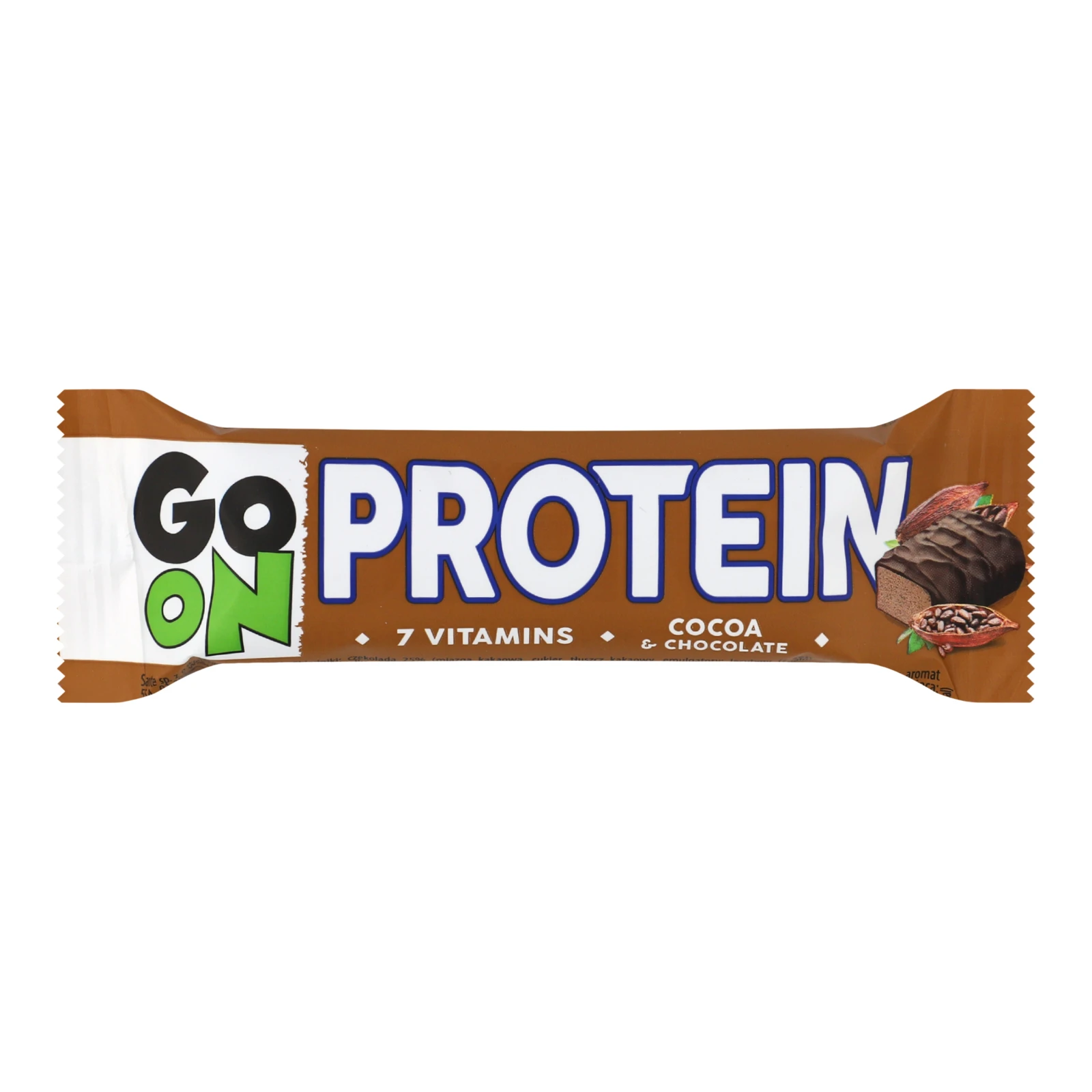 Батончик Go On Nutrition Protein зі смаком какао в шоколаді, збагачений вітамінами 50г Фото №:1