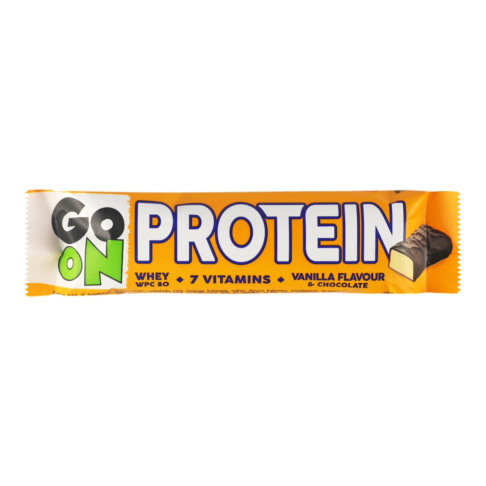 Батончик Go On Nutrition Protein зі смаком ванілі в шоколаді, збагачений вітамінами 50г Фото №:1