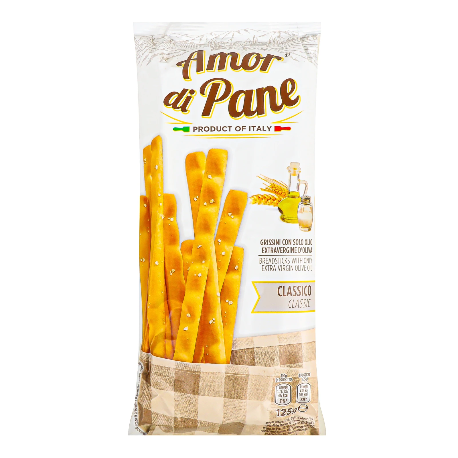 Грісіні (хлібні палички) Amor di Pane класичні 125г Фото №:1