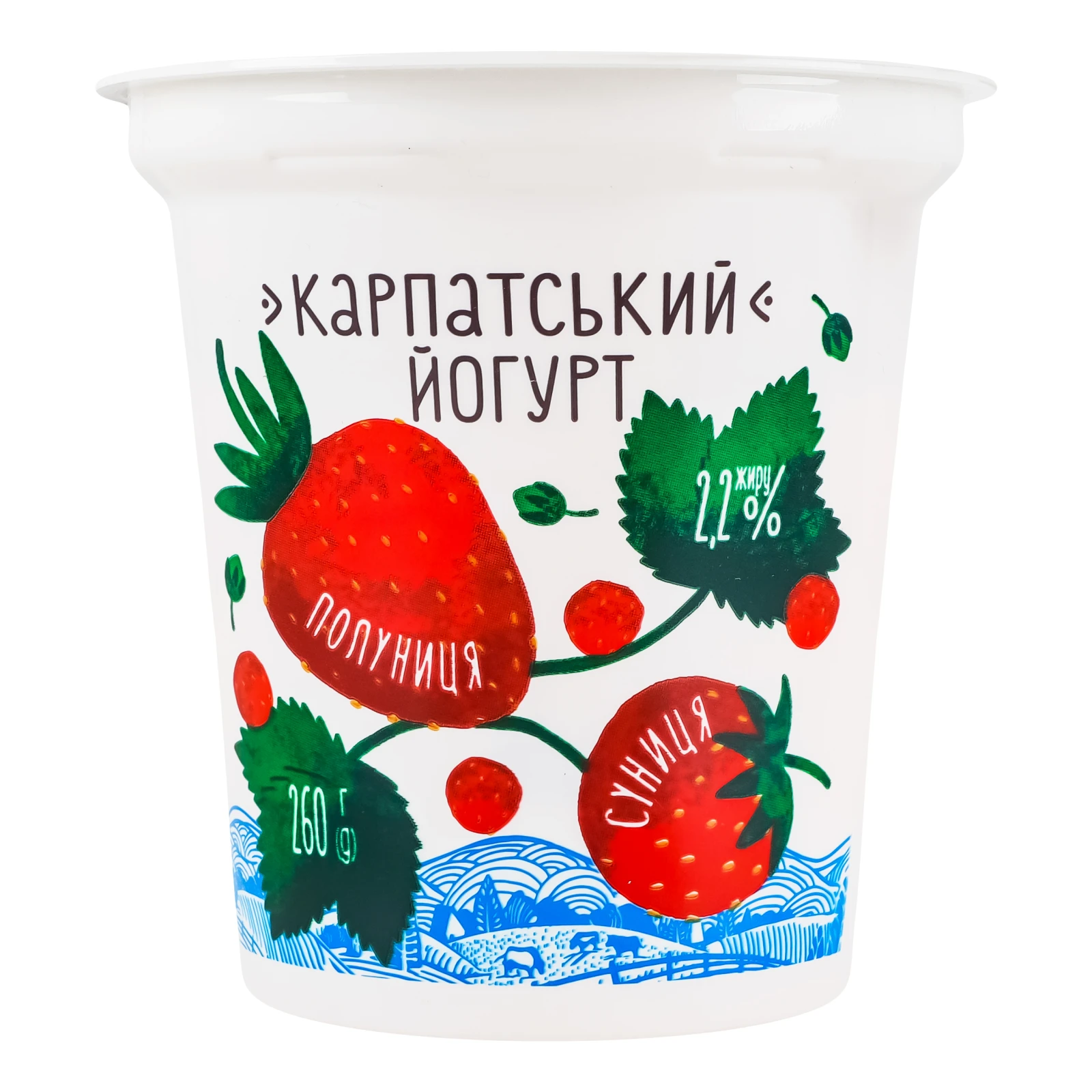 Йогурт Галичина Карпатський десертний Полуниця-суниця 2.2% 260г Фото №:1