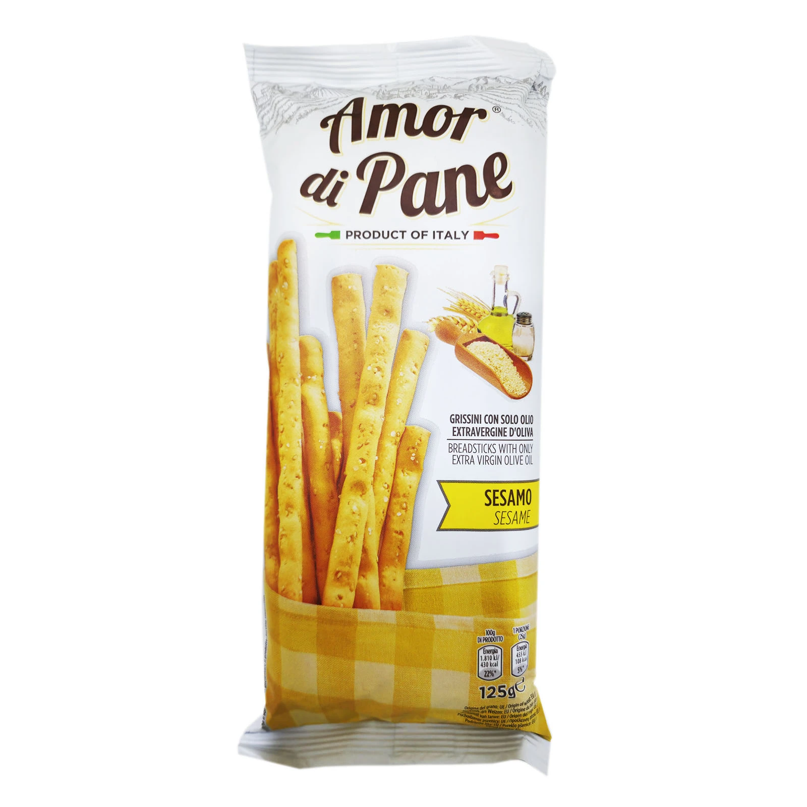 Грісіні (хлібні палички) Amor di Pane з сезамом 125г Фото №:1