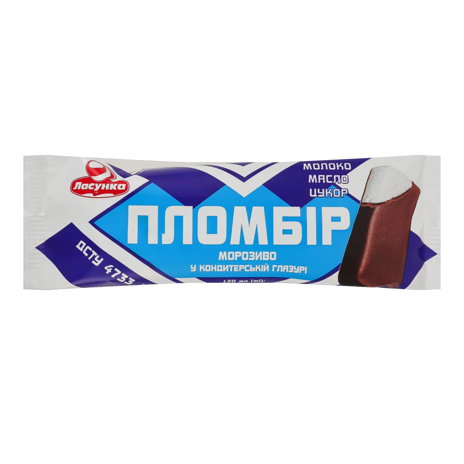 Морозиво Ласунка пломбір у кондитерській глазурі 15% 80г Фото №:1