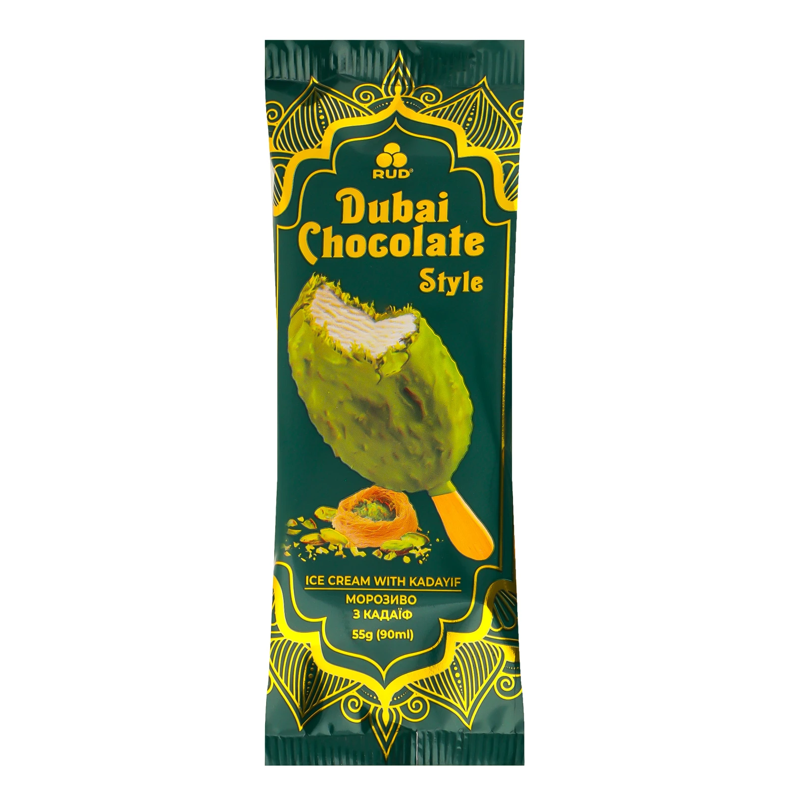 Морозиво Rud Dubai chocolate style пломбір з кадаїф 55г